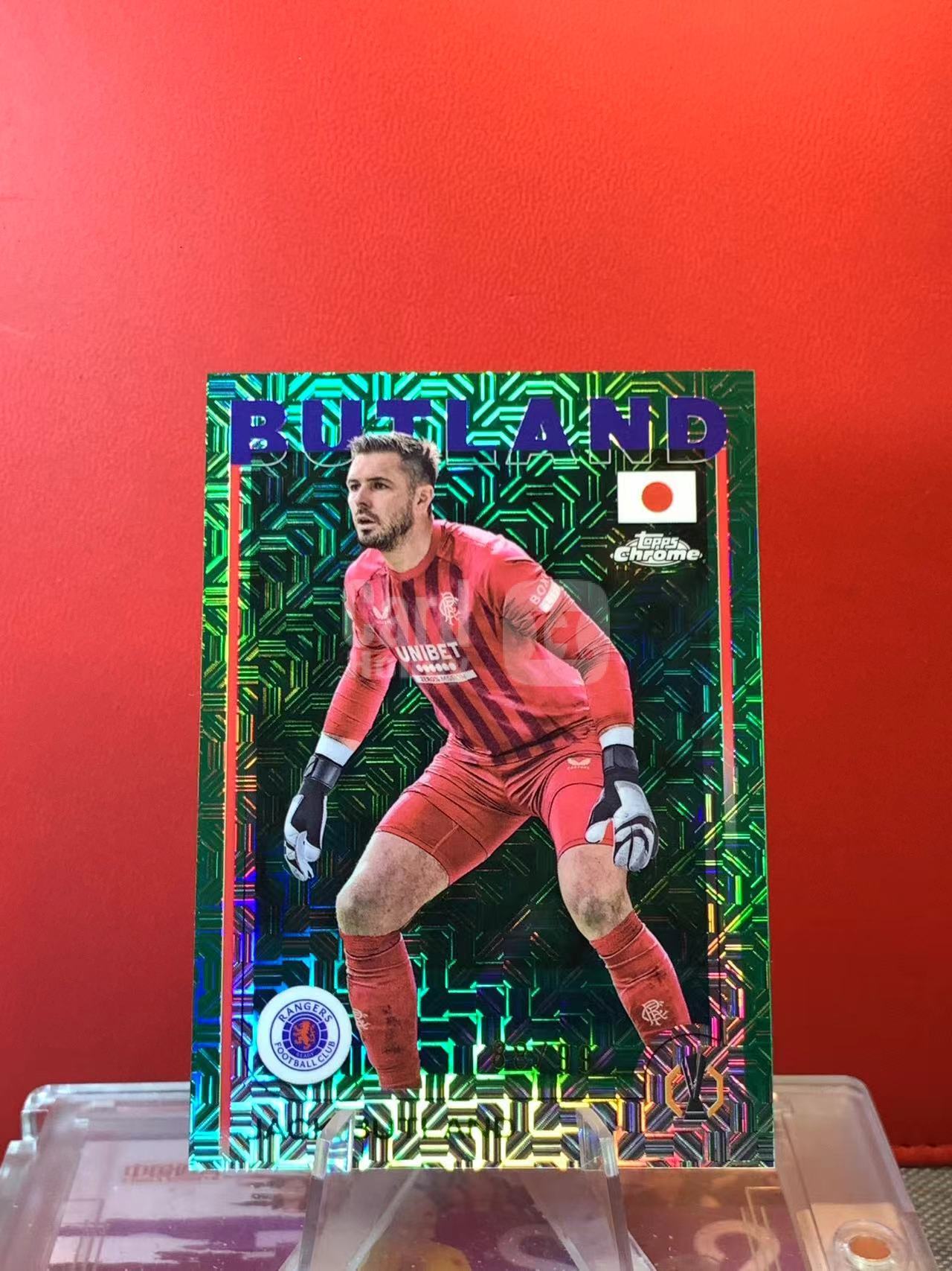 (詹叔代拍)2025 topps chrome 欧冠 日版 杰克·巴特兰 布特兰Jack Butland 水晶宫 格拉斯哥流浪者 88/99编 绿mojo折 顺丰寄付 泰山