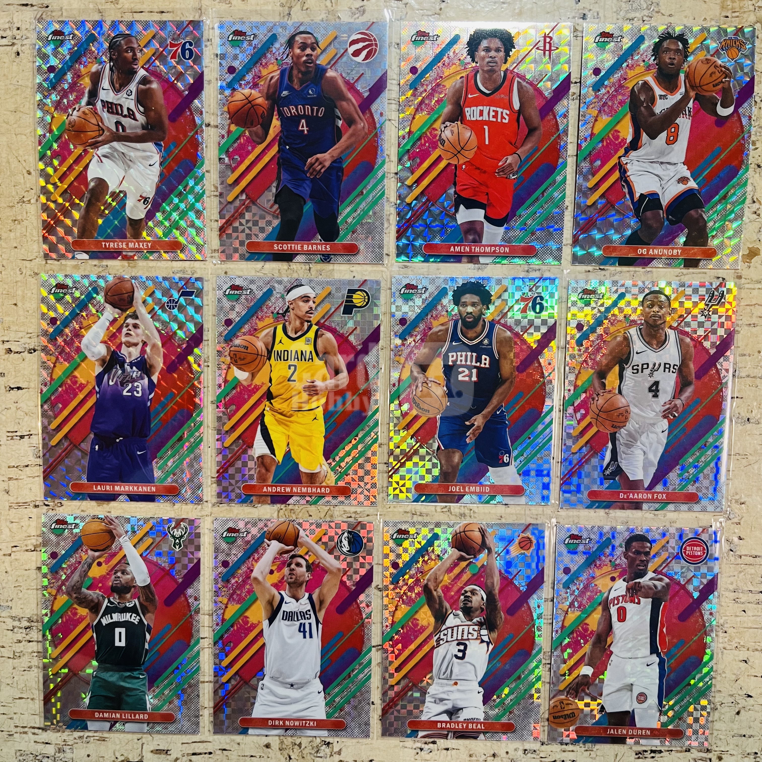 2025-26 Topps Finest OG Anunoby 现役 三级 棋盘折 马赛克折 12张打包 阿奴诺比 阿门 汤普森 带队 此标有膜无夹【小卡迷拍卖 可累积半年】