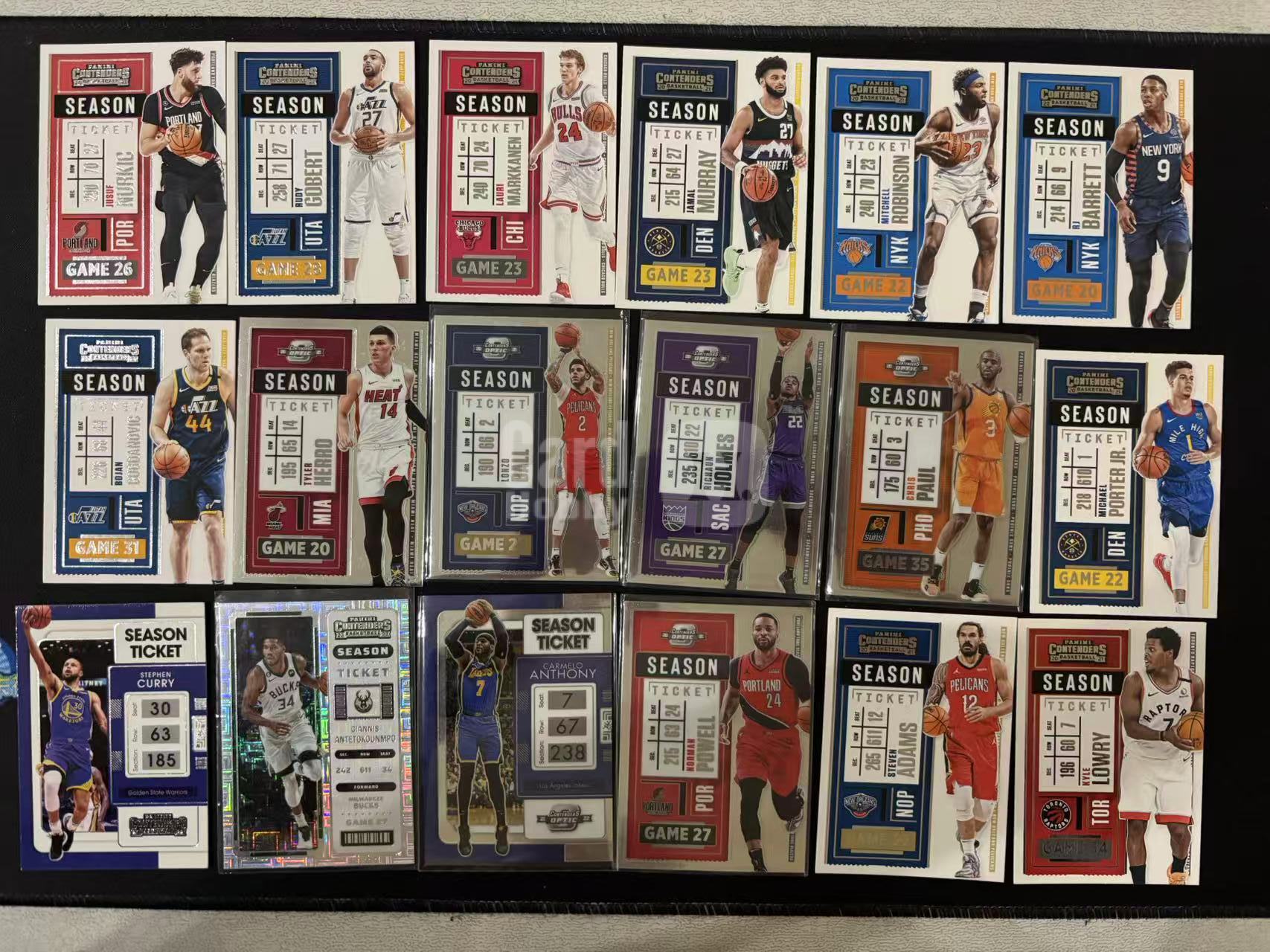 【星辰】PANINI 多年份 CONTENDERS 球票系列 弩机 戈贝尔 马尔卡宁 穆雷 罗宾逊 希罗 保罗 小波特 史蒂芬 库里 字母哥 鲍威尔 安东尼 亚当斯 等 LOT