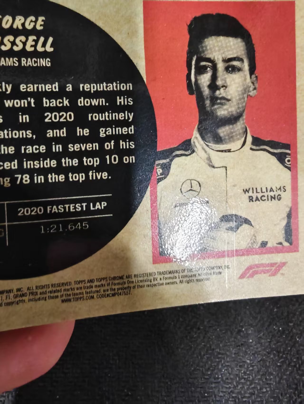 2021 Topps Chrome F1 George Russell 乔治 拉塞尔 银折 特卡 F1 划痕 边角瑕疵 #GR