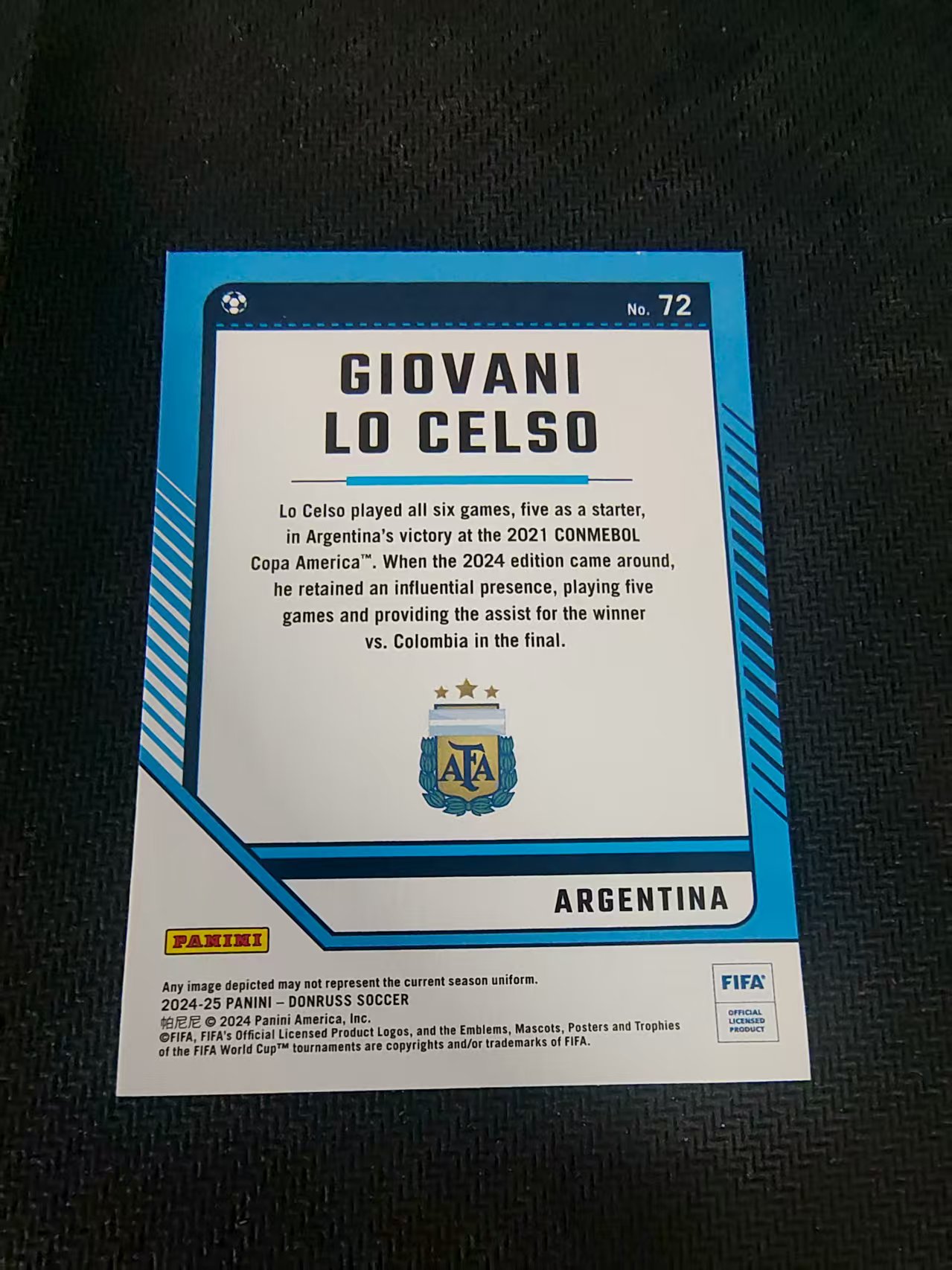 【可合并,不累计】2024-25 Panini Donruss Giovani Lo Celso 洛塞尔索 阿根廷 FIFA 杜蕾斯 划痕 边角瑕疵 #72