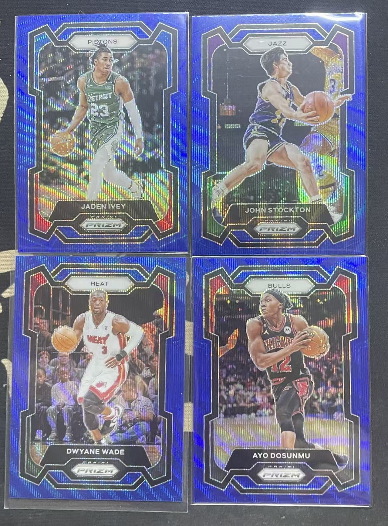 2023-24 Panini Prizm Dwyane Wade 德维恩·韦德 阿约·多孙姆 约翰·斯托克顿 杰登·艾维 蓝波纹折 折射 打包 pz 值得收藏(猴子卡社)