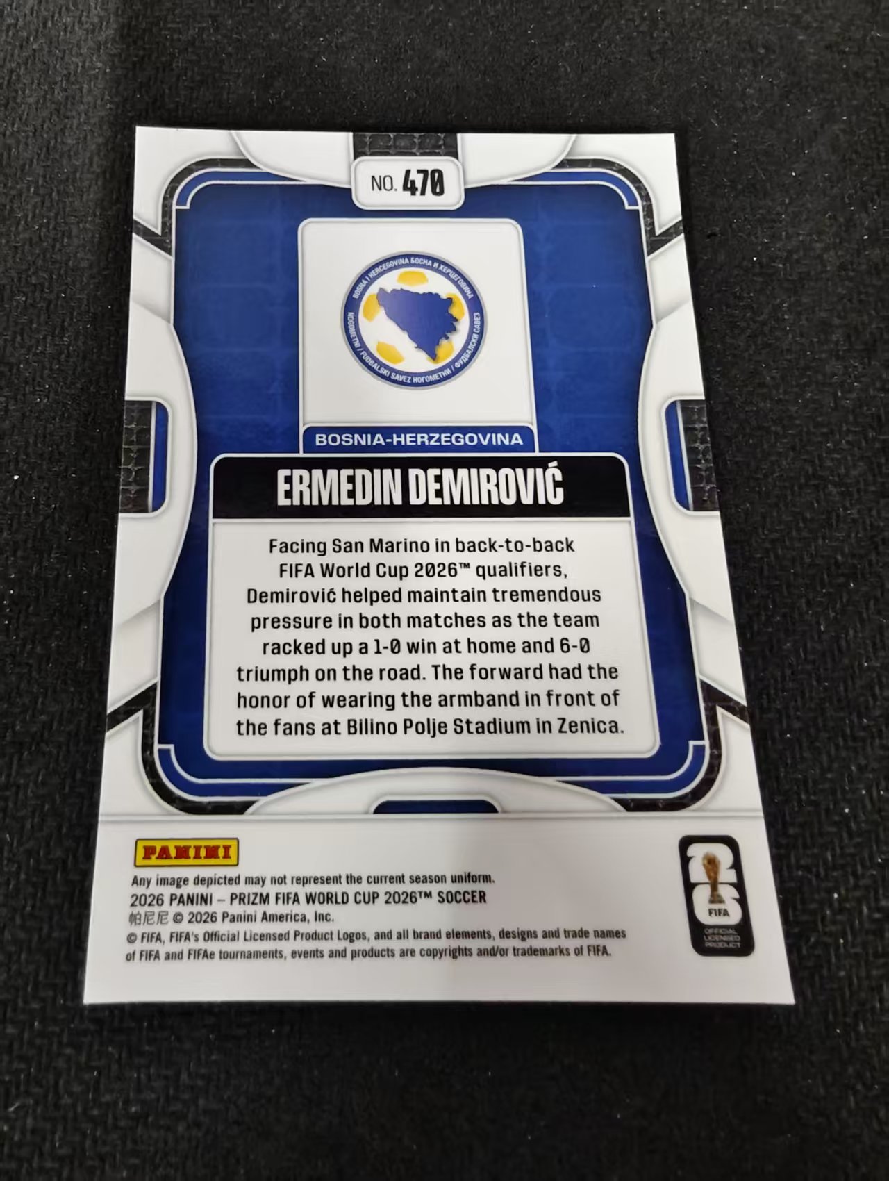 2026 Panini World Cup Prizm Ermedin Demirovic 厄尔梅丁 德米罗维奇 世界杯 波黑 PZ世界杯 划痕 边角瑕疵#470
