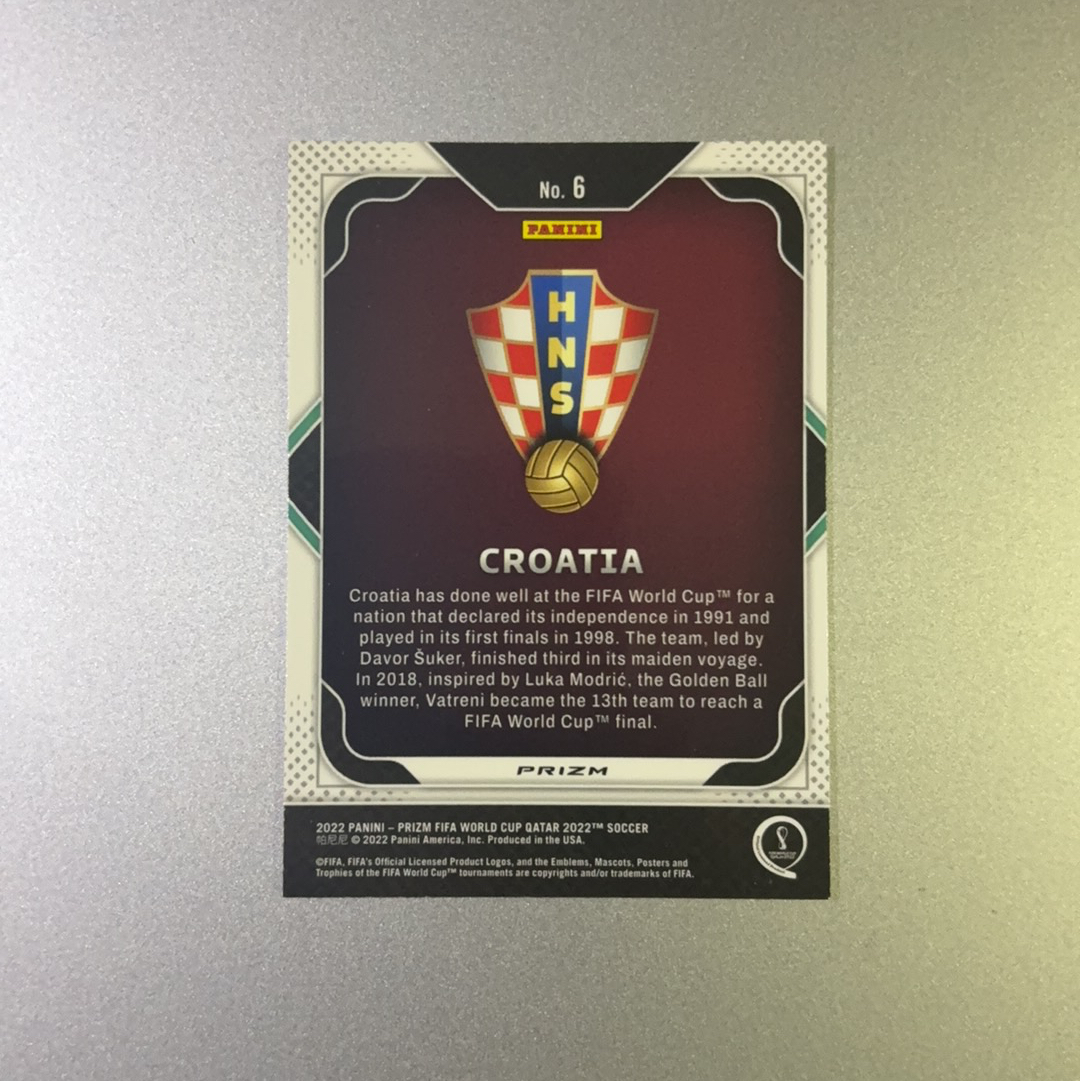 2022 Panini Prizm 世界杯 Croatia 克罗地亚 队徽 Logo Badge 莫德里奇 格瓦迪奥尔 银折 卡品如图 CJX
