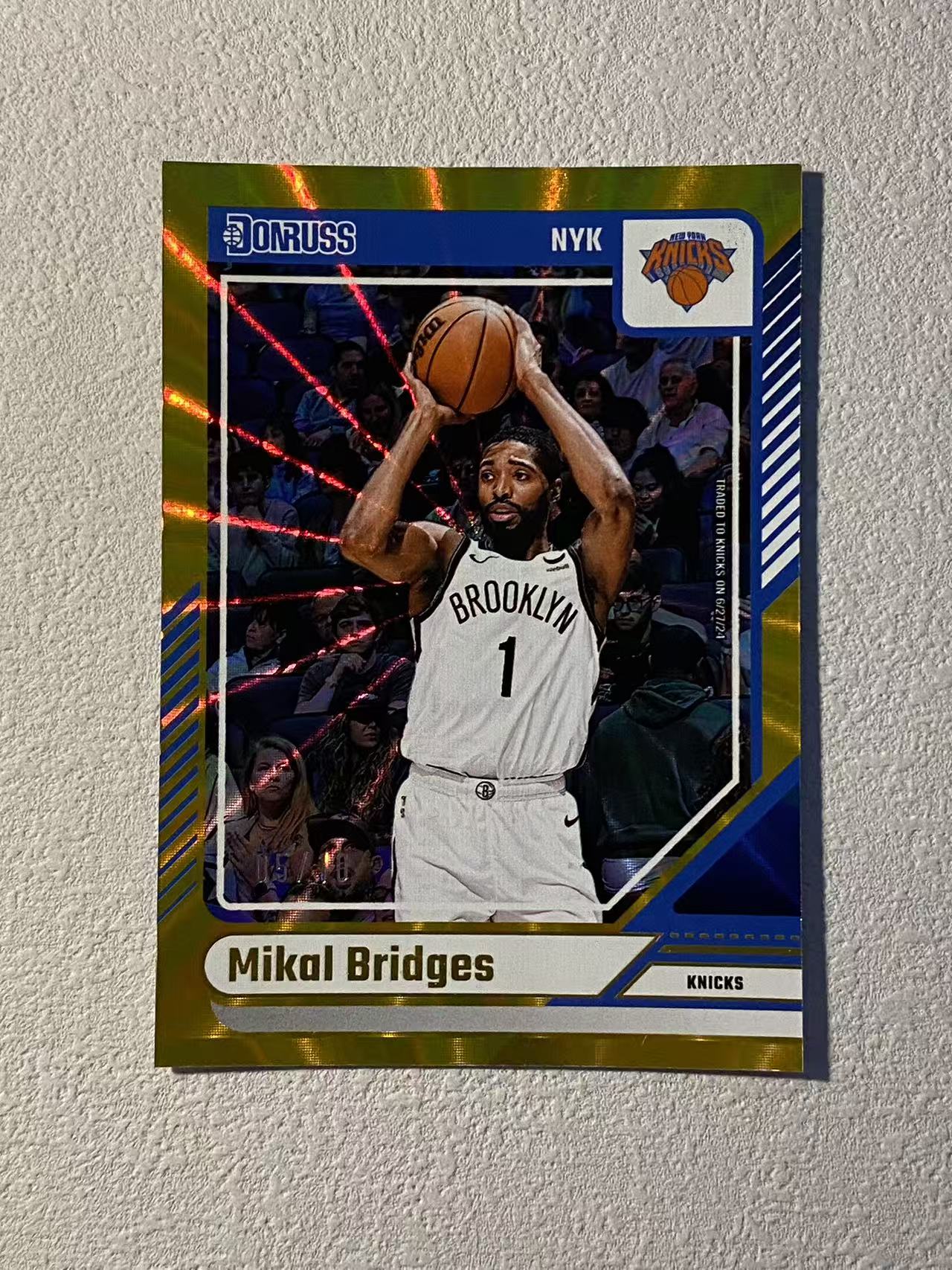 2024-25 Panini Donruss Mikal Bridges 杜蕾斯 尼克斯 米卡尔 布里奇斯 大乔 /10编 低编 金佛光折 折射 收藏必备