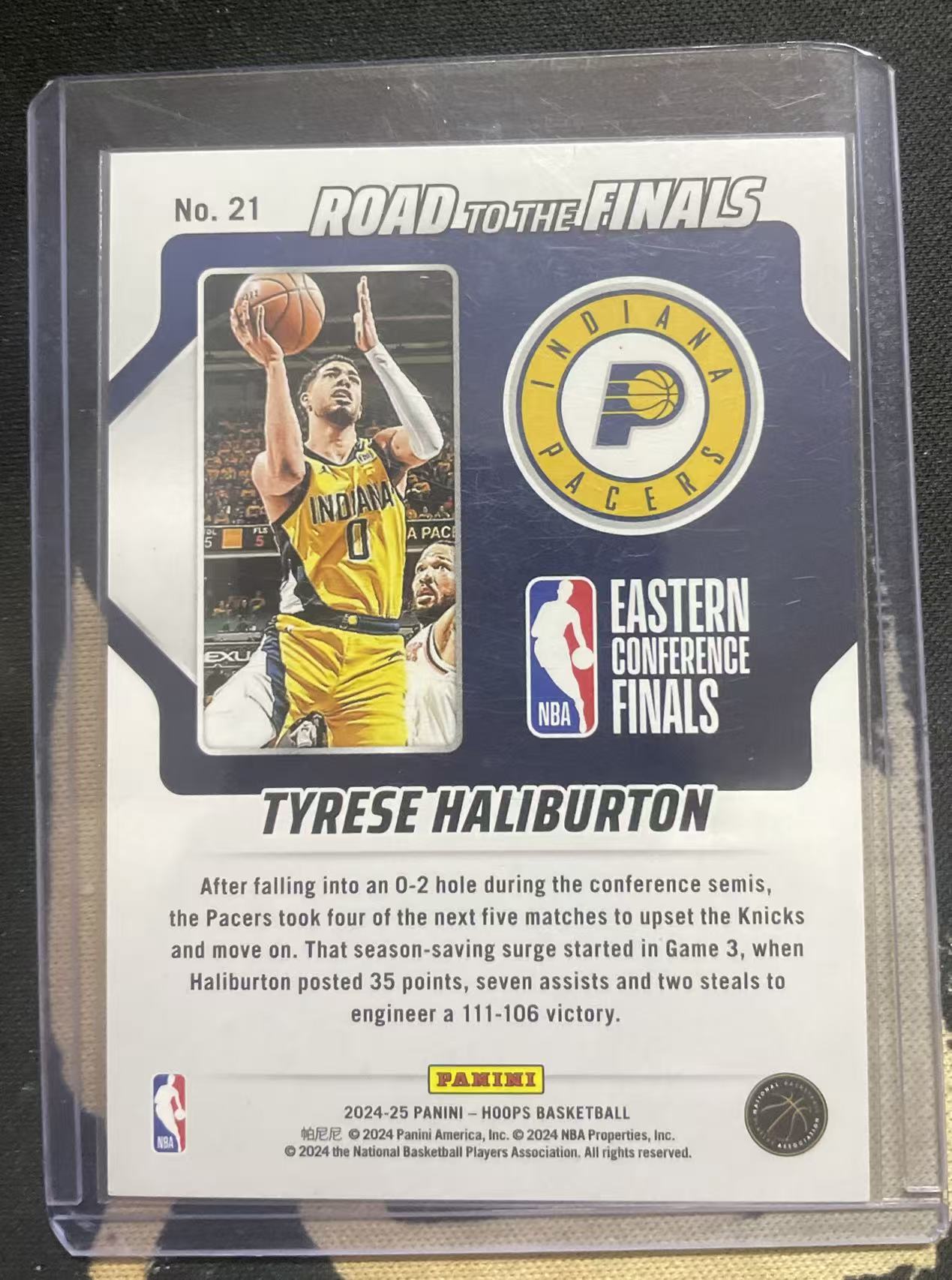 2024-25 Panini NBA Hoops Tyrese Haliburton 泰赛雷·哈利伯顿 步行者 冠军之路 2轮g3 点点折 折射 road to finals 值得收藏 (猴子卡社)