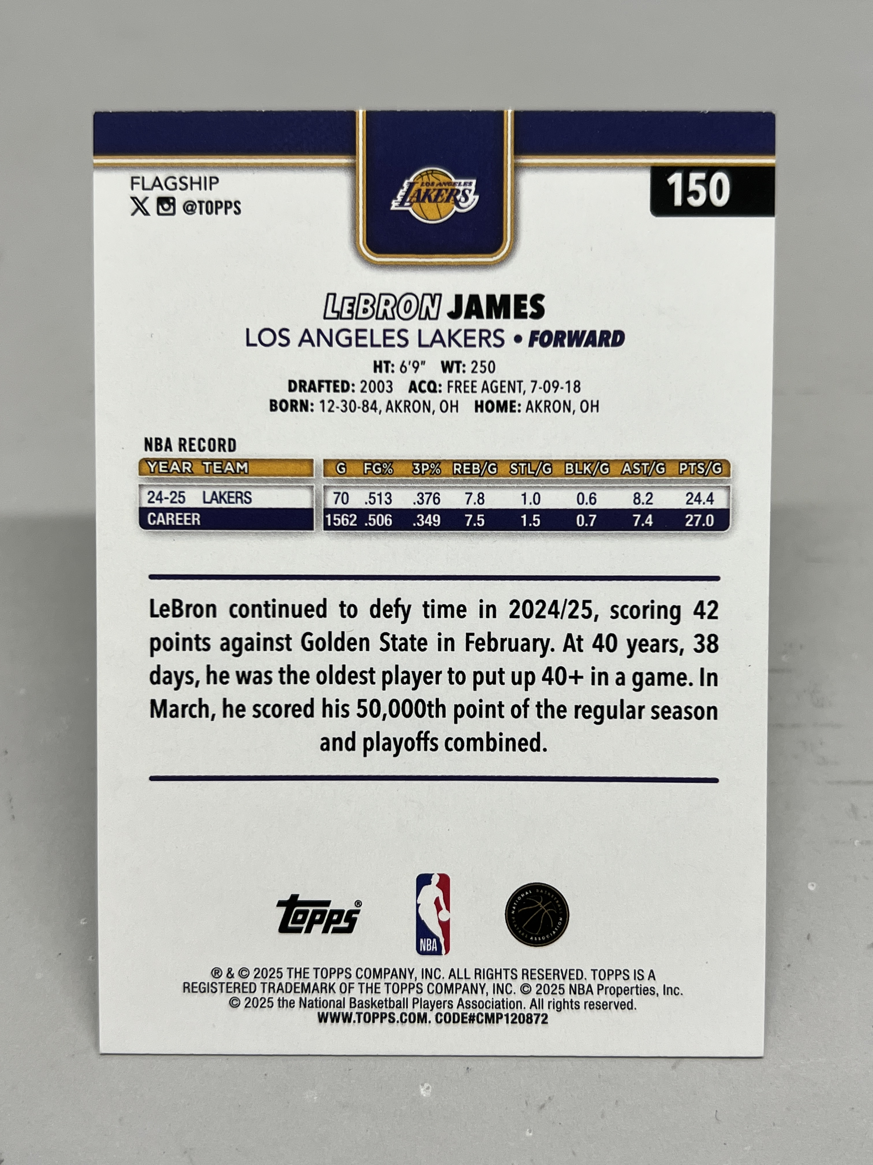 2025 Topps Flagship LeBron James【挂机拍卖】詹姆斯 小皇帝 湖人 #150 卡品如图 收藏 如图