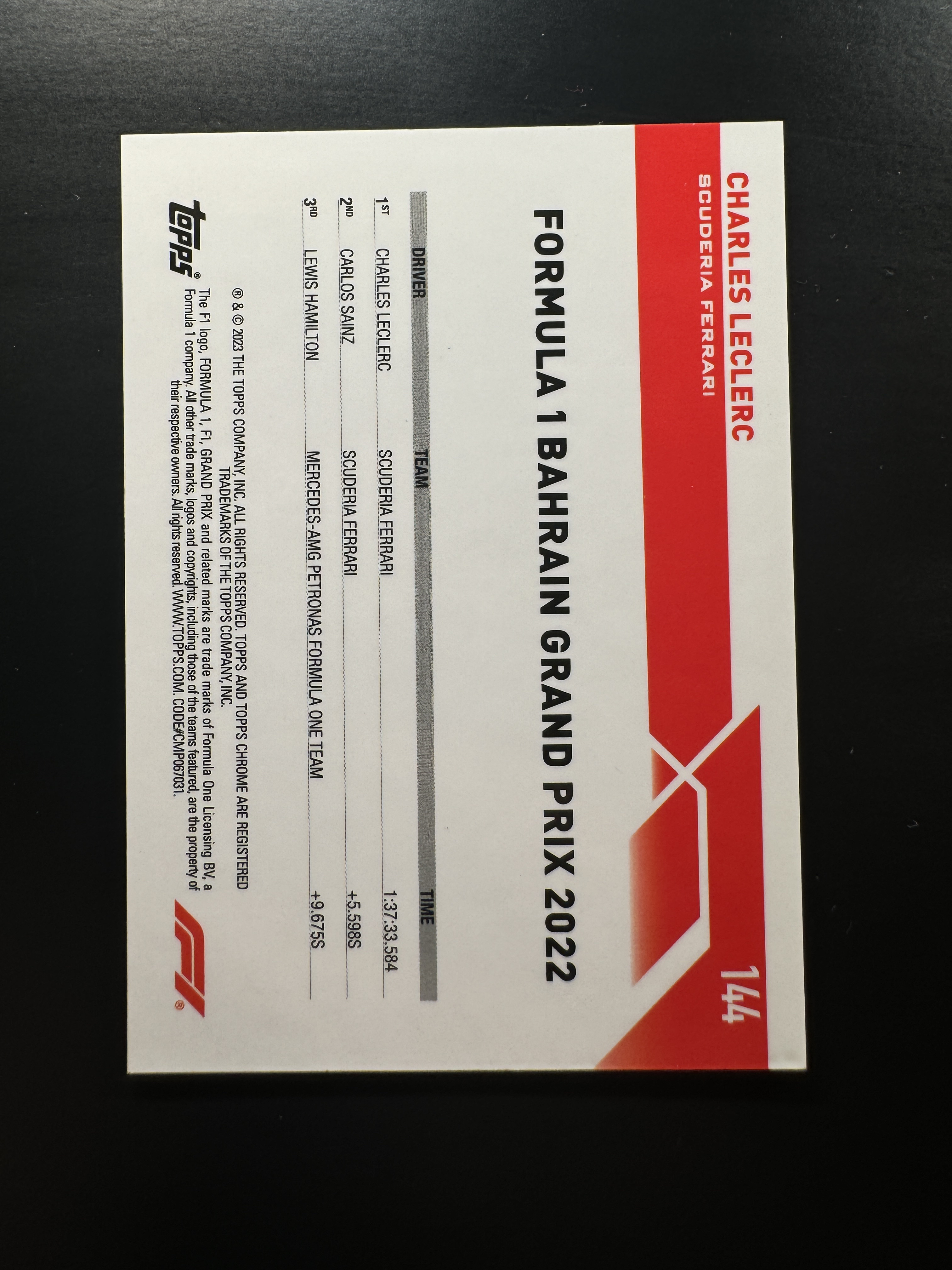 2023 Topps Chrome Charles Leclerc 勒克莱尔 10/10 紫碎冰 尾编等同1/1 法拉利车队 捧杯选图 汉密尔顿 队友 摩纳哥 江枫拍卖