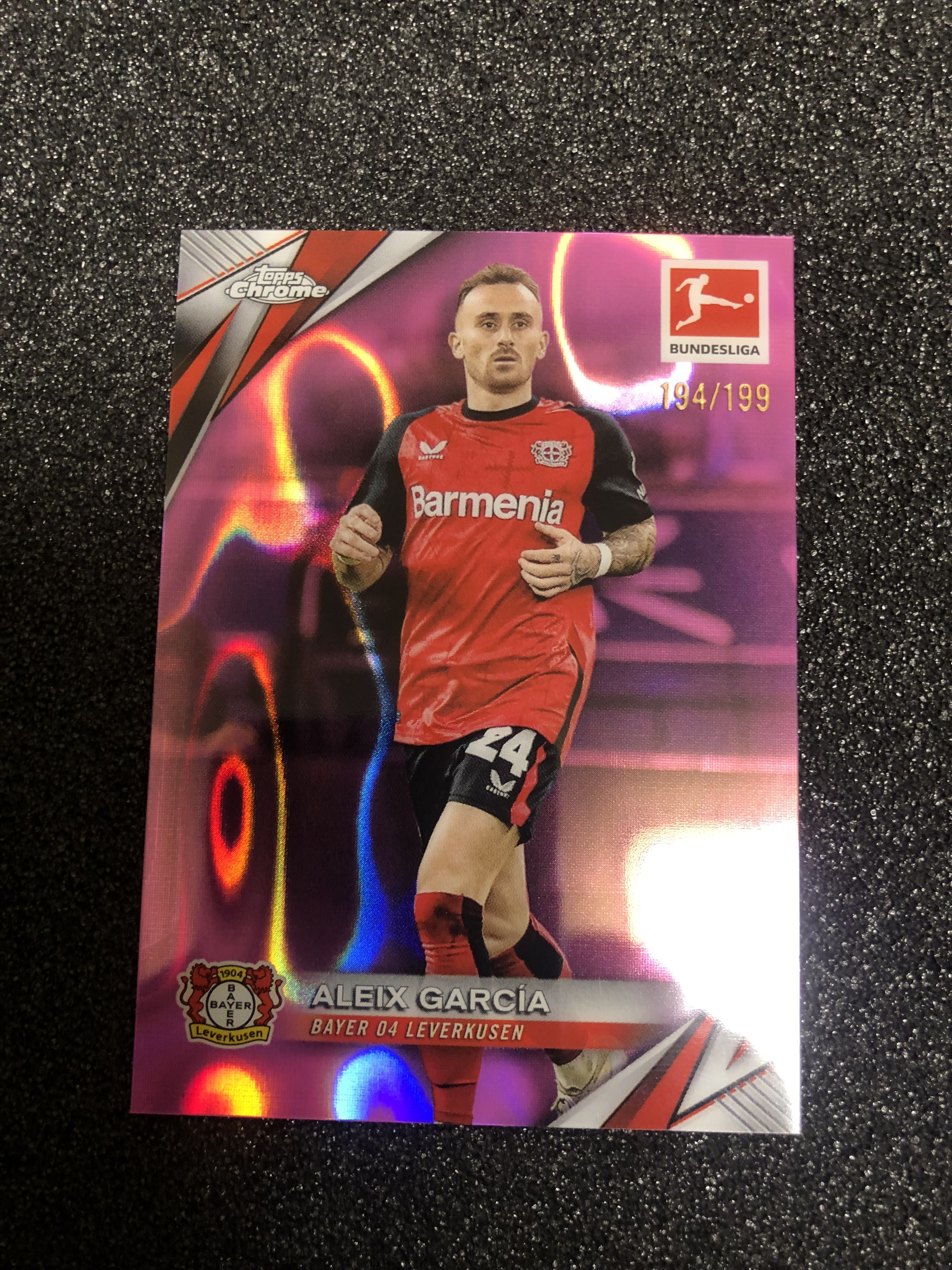 2024-25 Topps Chrome Aleix garcia 德甲tc 阿莱士-加西亚 西班牙 勒沃库森 199编 粉熔岩折 194/199 卡品如图 凑套收藏必备