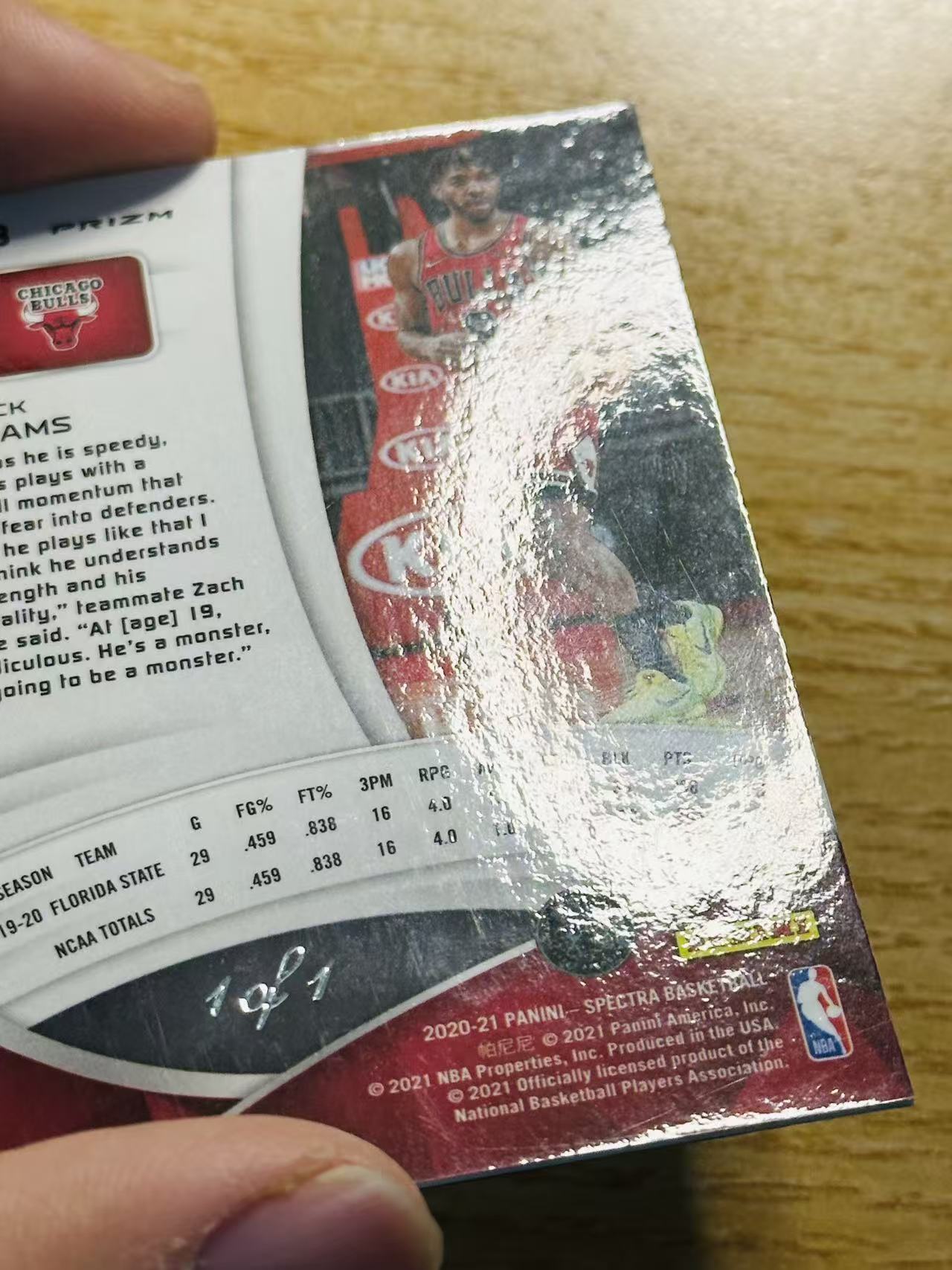 2020-21 Panini Spectra Patrick Williams 嘿嘿代卖 光谱 帕特里克 威廉姆斯 新秀 RC 脉冲折 1编1 1of1 公牛 卡瑕疵图34 收藏必备