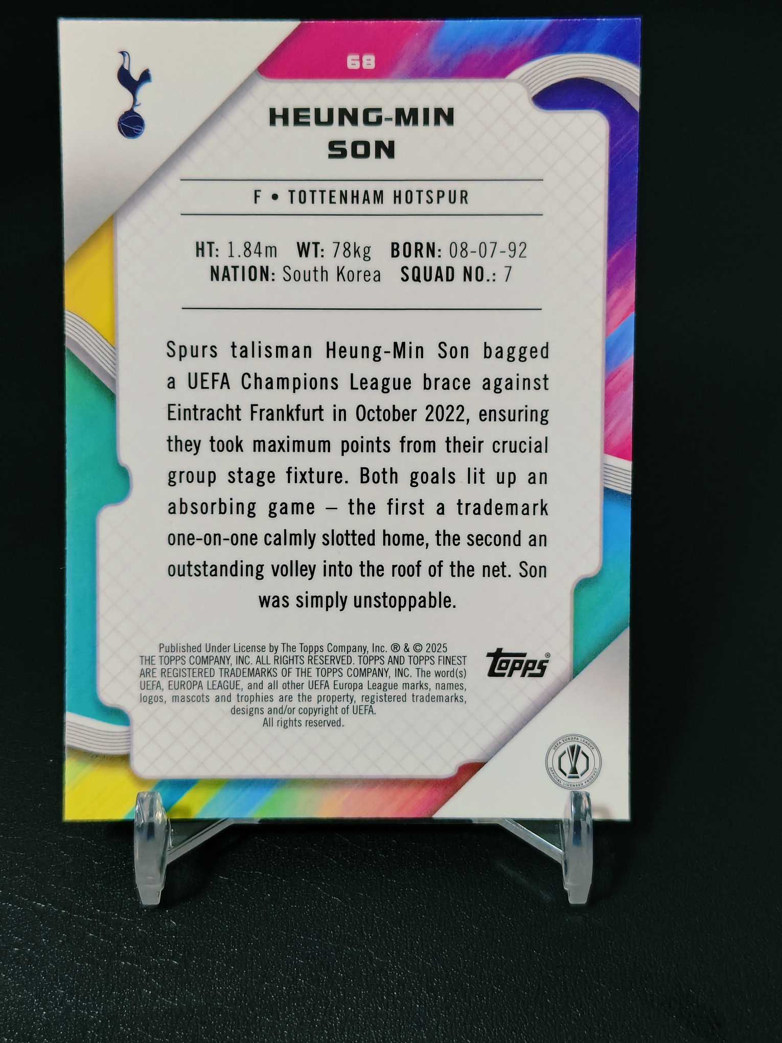 2025 Topps Finest Heung-Min Son 亚洲一哥 孙兴慜