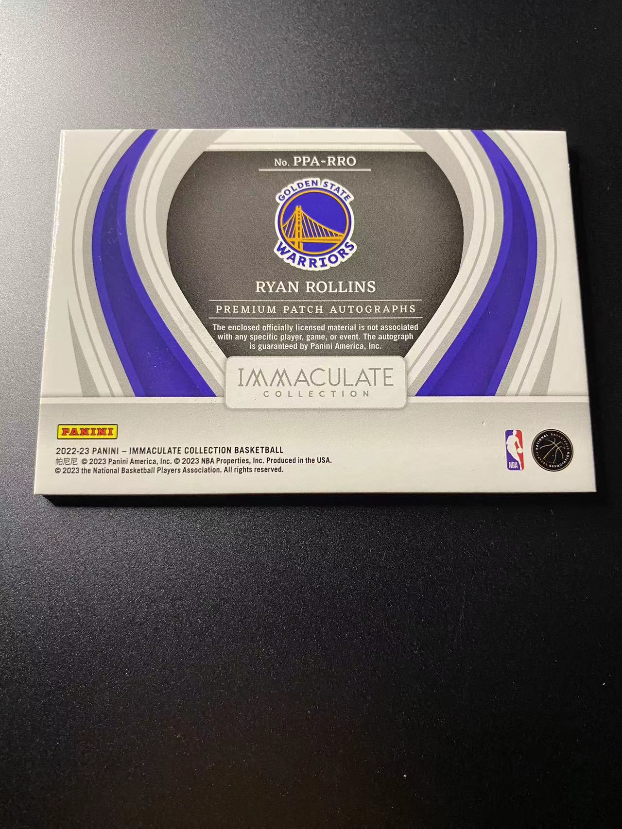 Rollins R Cards 2022-23 Panini Immaculate Ryan Rollins RC 罗林斯 04/25编 PPA 签字 卡签 PATCH 勇士 ...