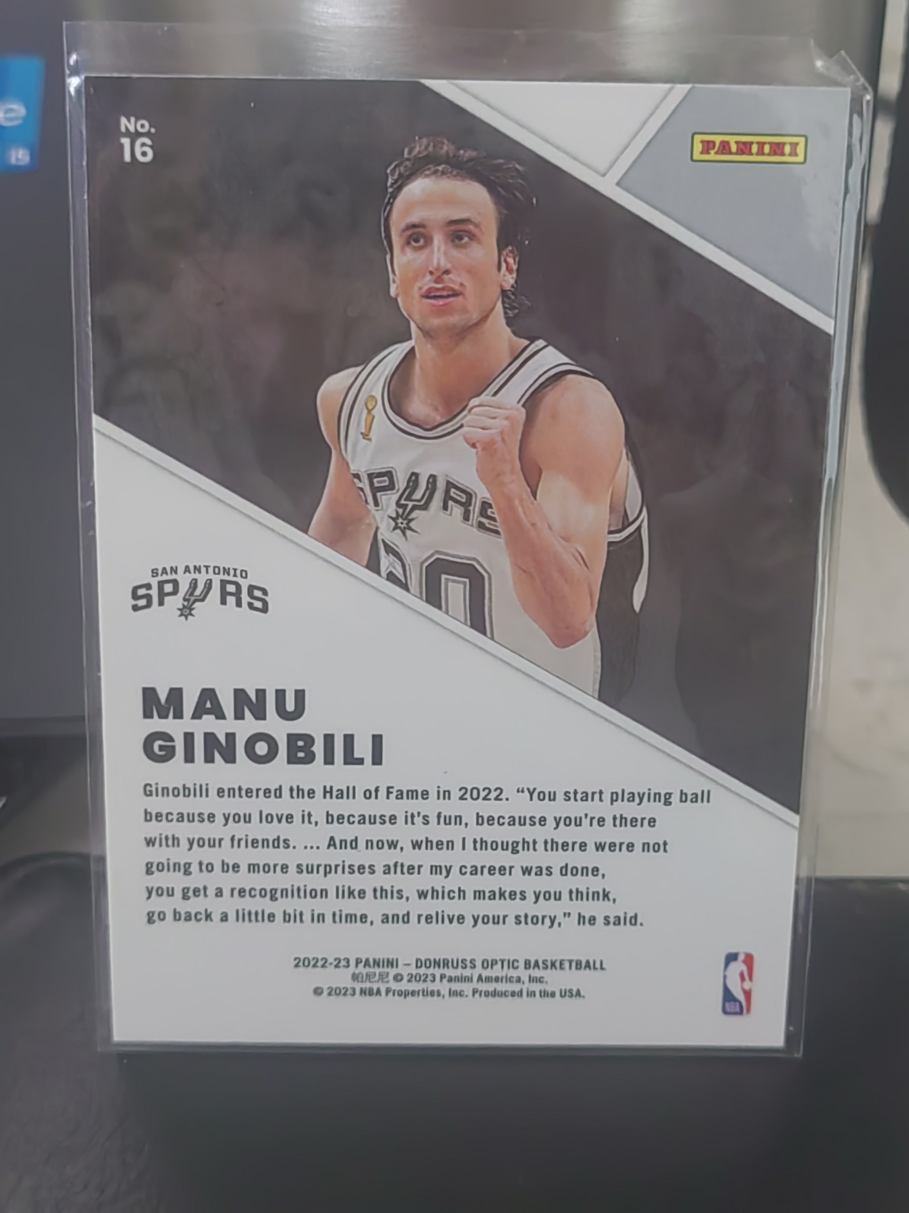 2022-23 Panini Donruss Optic Manu Ginobili OP 马努 吉诺比利 妖刀 马刺 篮 白边白角 不保卡品 卡品如图