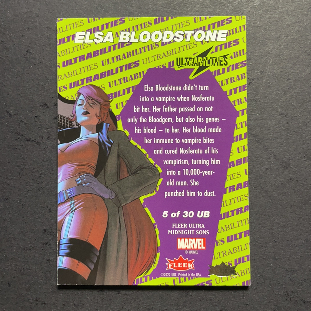 2024 Fleer Marvel (MCU) 午夜之子 艾莎血石 比例1:18 UB超能力星星折射特卡 序号5of30 2023 UD漫威漫画Fleer Ultra午夜之子 粉条代拍