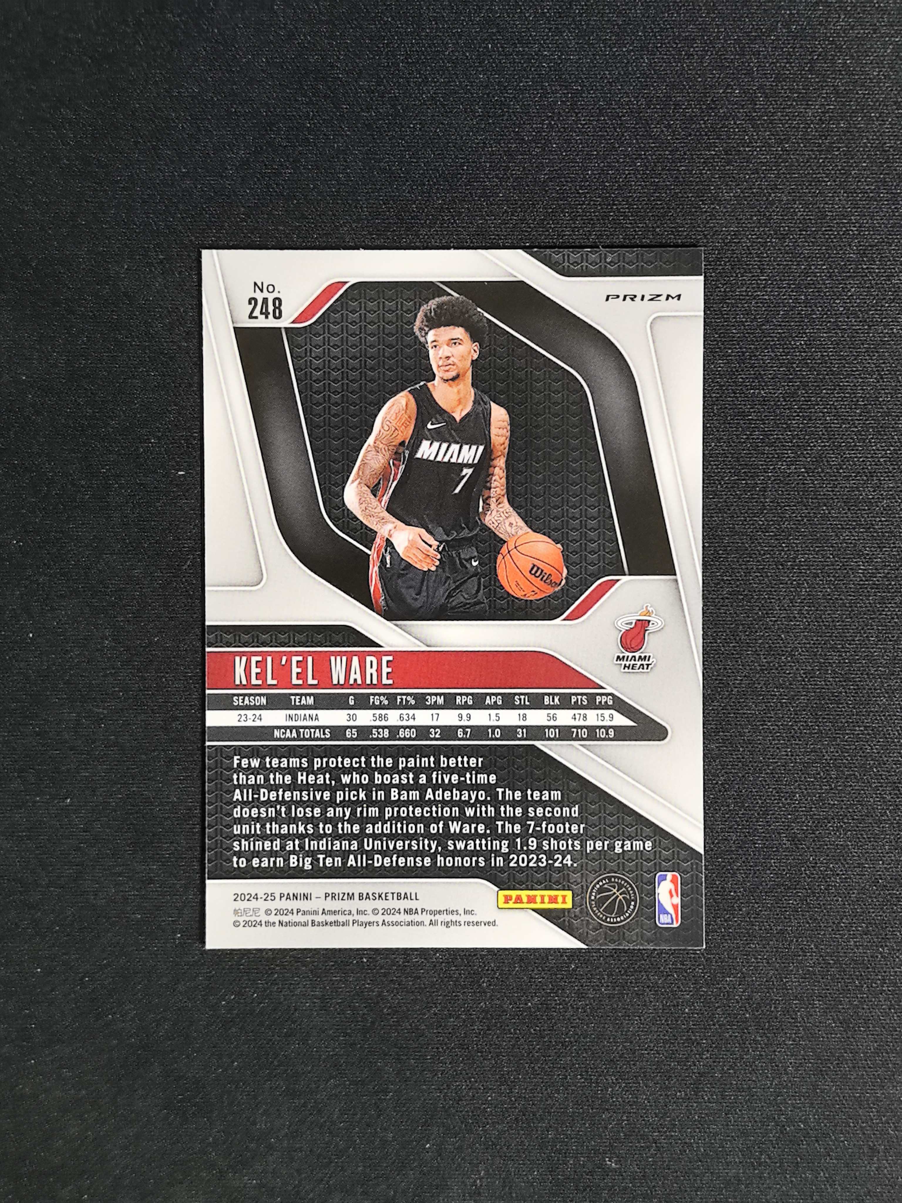 2024-25 Panini Prizm Kel'el Ware 凯莱尔 韦尔 热火 新秀 银折 折射 收藏凑套必备 卡品如图 困困【CYT球星卡】