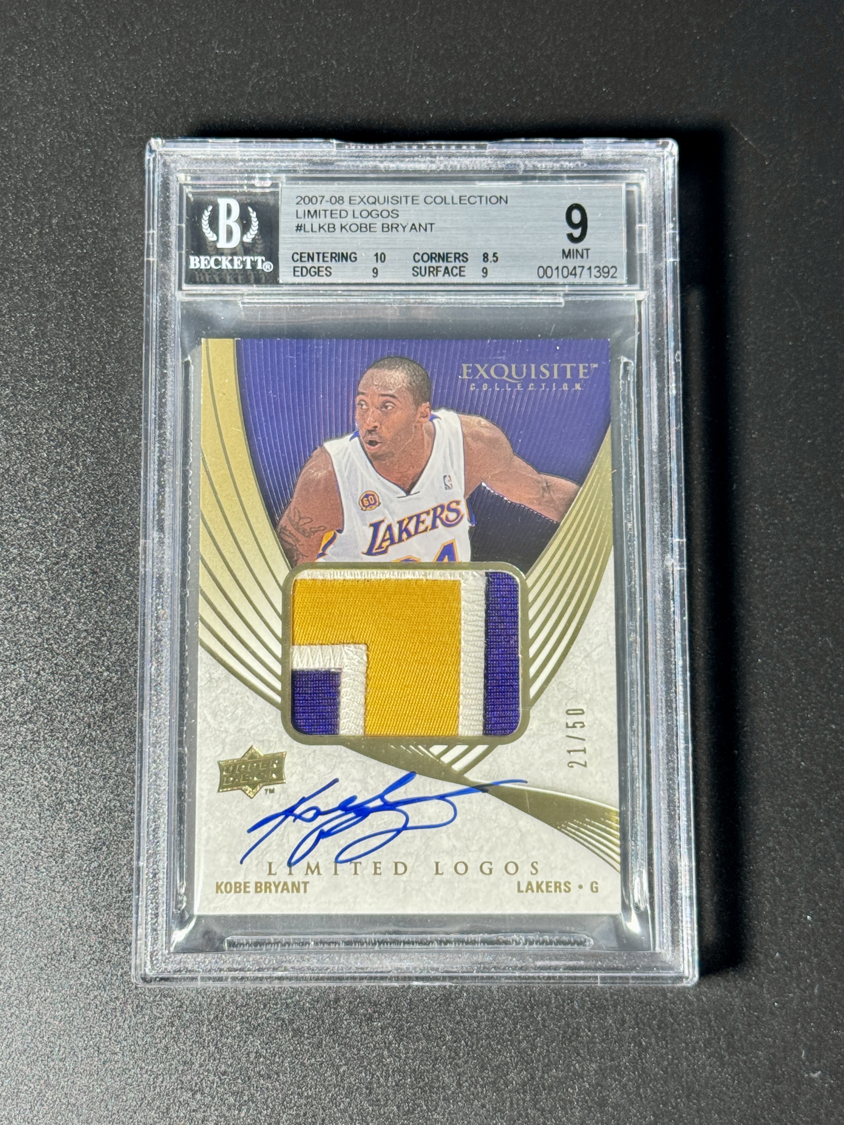 【喷子拍卖】2007-08 UD exquisite Kobe Bryant 木盒 洛杉矶湖人 科比 布莱恩特 LL limited logo 50编 大窗patch 卡签 切割暴力 大hit BGS9/10 送订制壳 AND