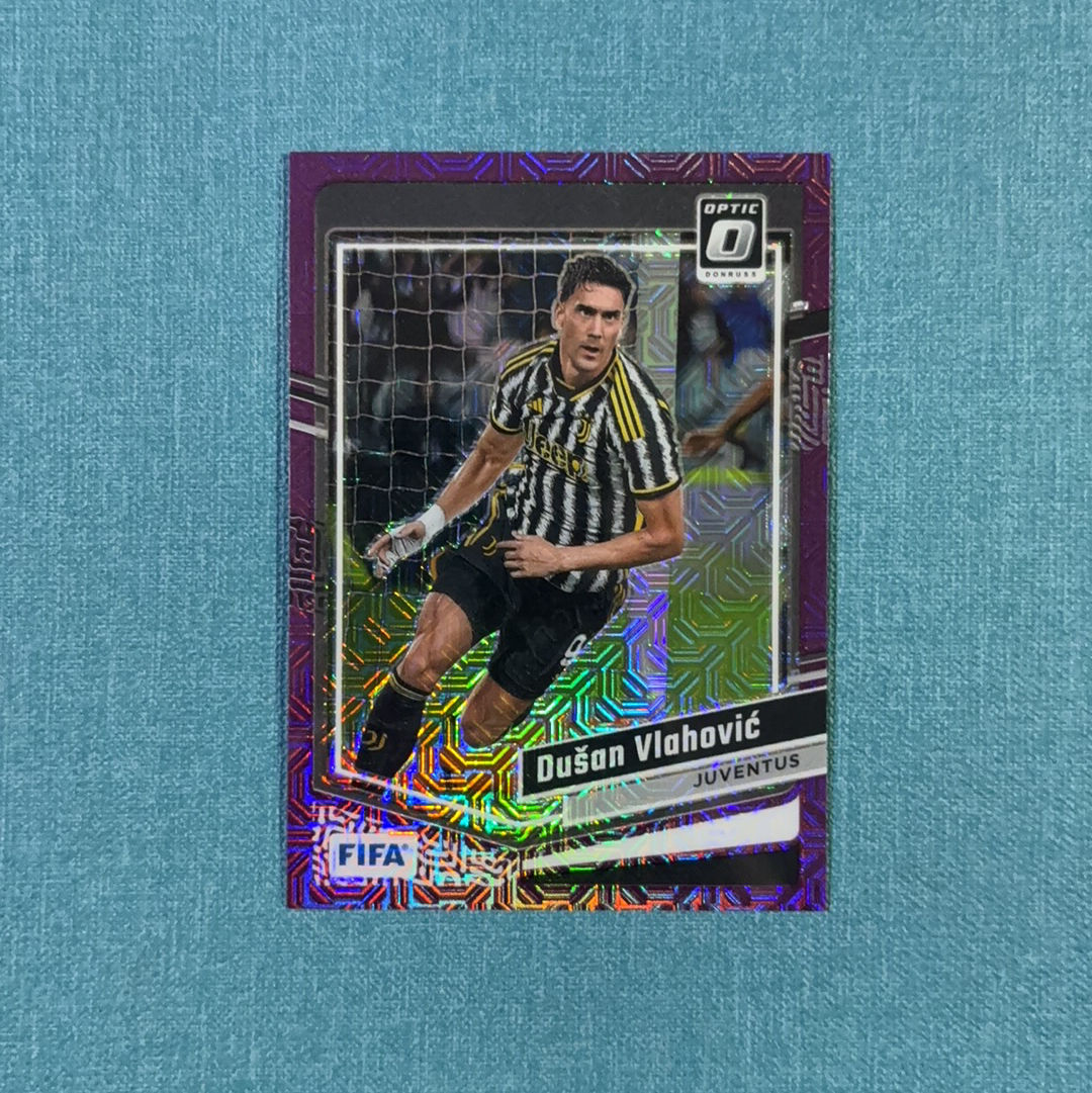 2023-24 Panini Donruss 杜蕾斯 Dusan Vlahovic 弗拉霍维奇 13/25编 低编 紫mojo折 尤文图斯 卡品如图 ZCC