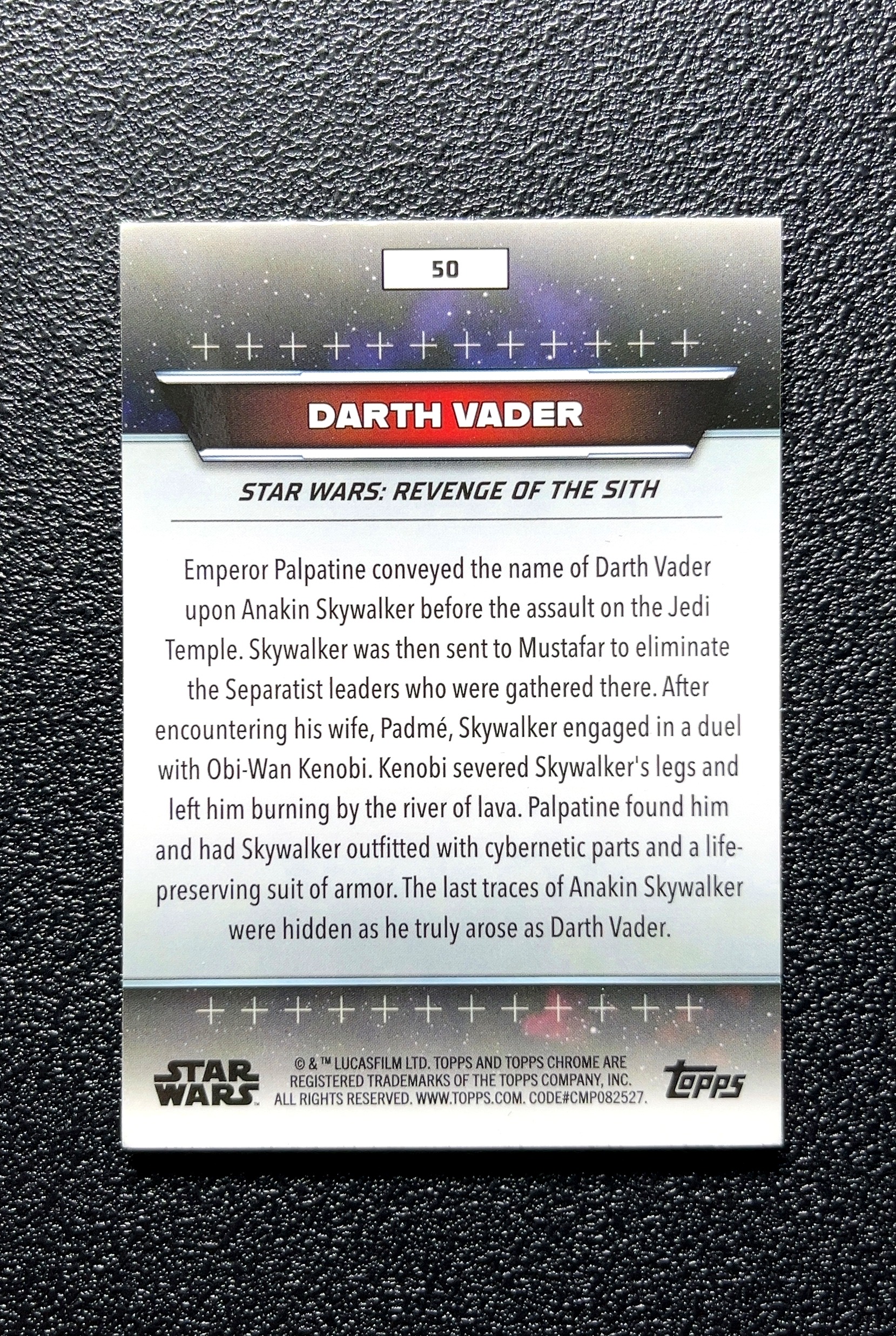 【小白1%代卖】Topps Chrome Darth Vader 达斯·维达 卡品如图 高价值 #50 0808