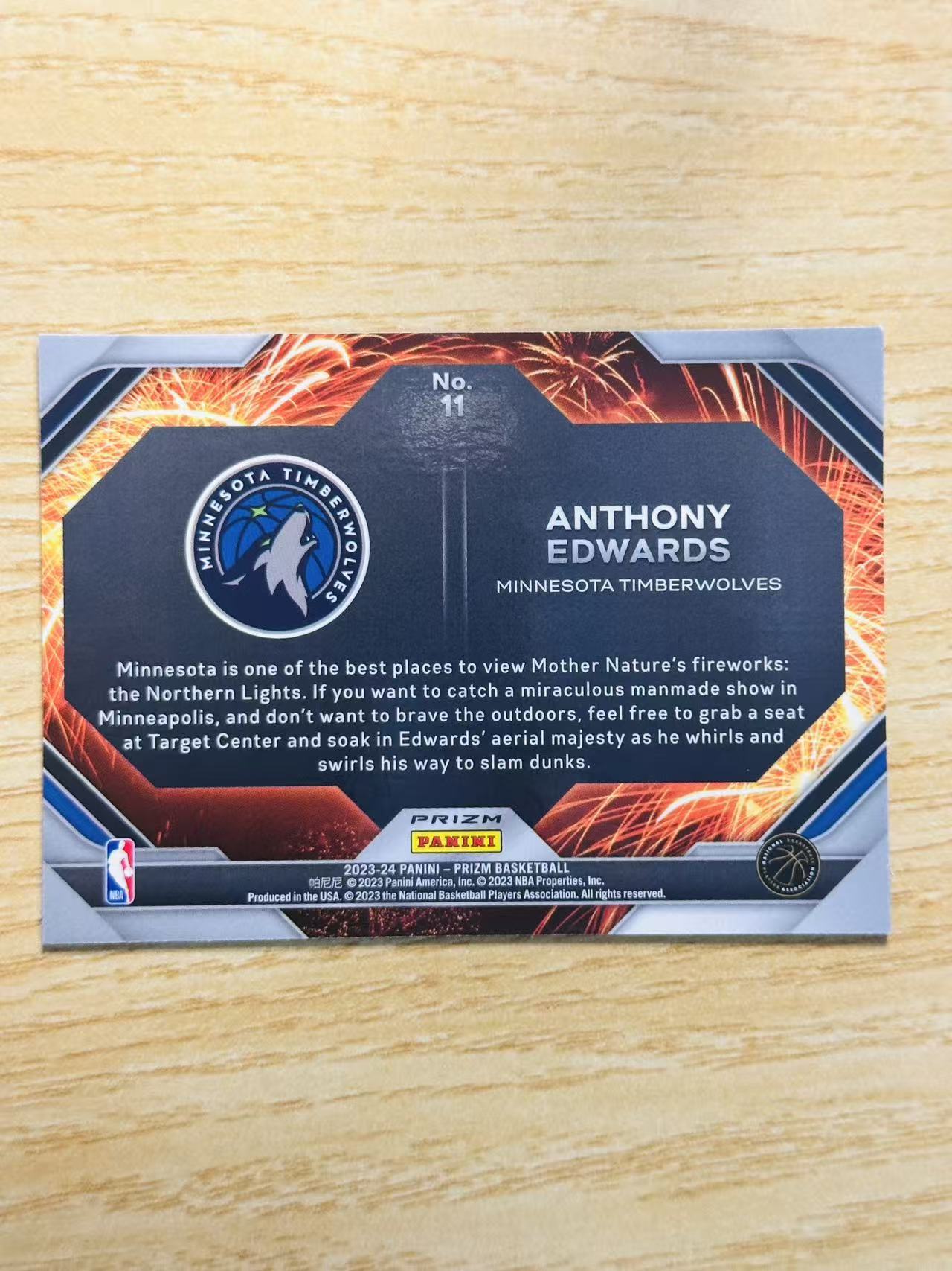 2023-24 Panini Prizm Anthony Edwards 嘿嘿代卖 安东尼 爱德华兹 烟花特卡 银折 森林狼 华子 狼王 收藏必备