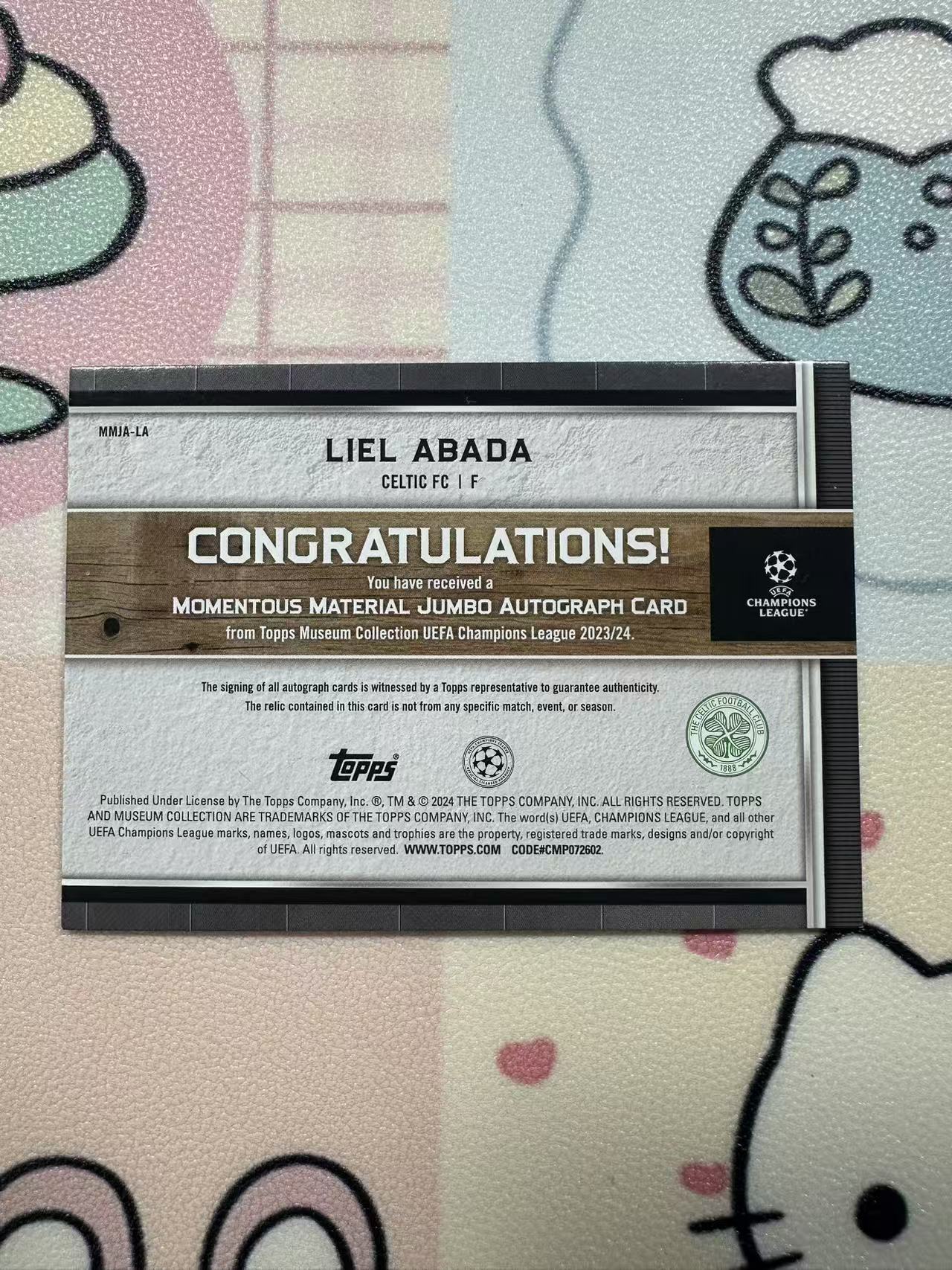 2023-24 Topps Museum Liel Abada 博物馆 欧冠 凯尔特人 阿巴达 88/199编 签字 大耳朵杯 大窗物料 收藏必备 不保卡品《lonely》