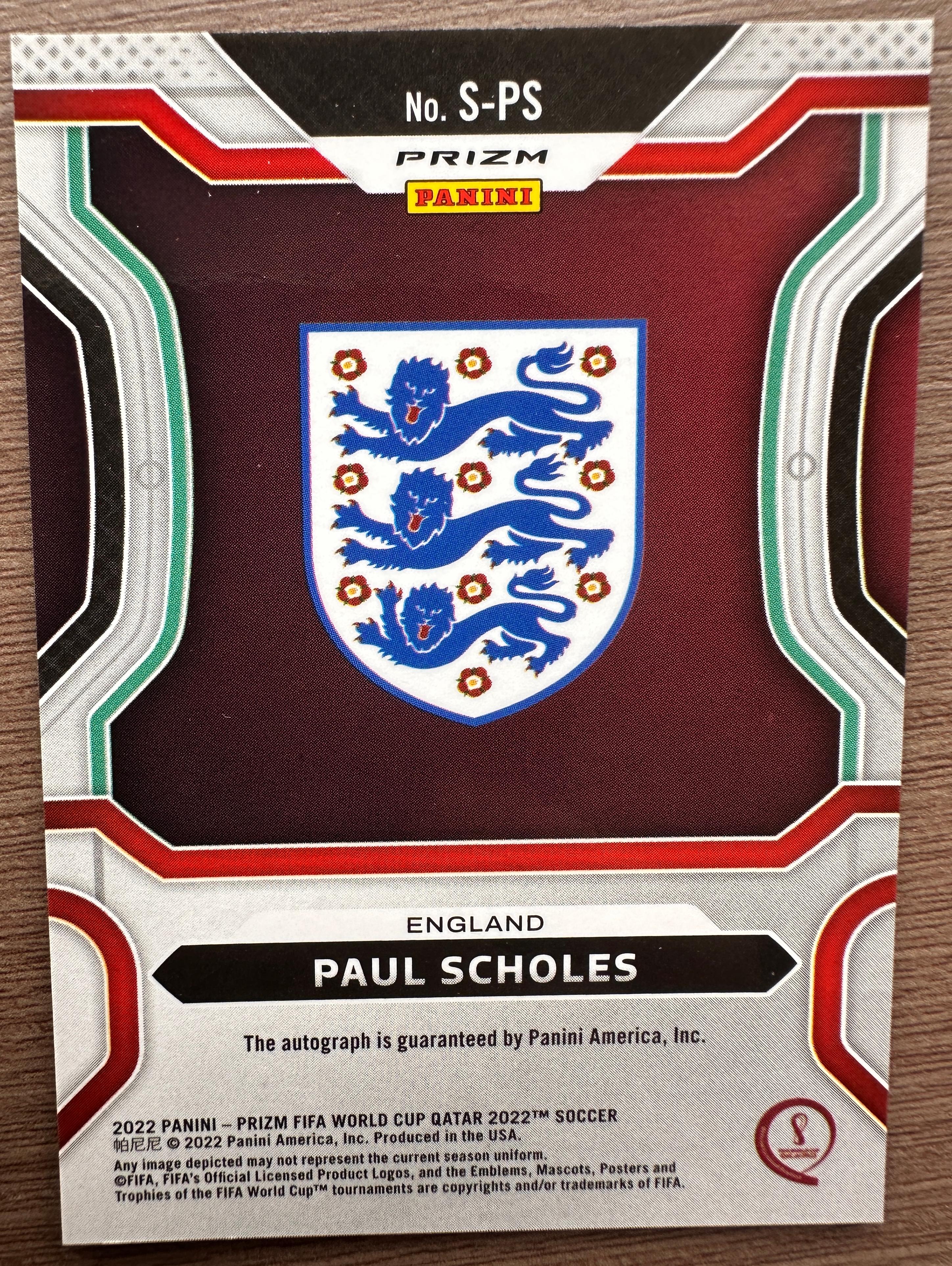 2022 Panini Prizm Paul Scholes 保罗 斯科尔斯 英格兰 世界杯 签字 绿波纹折