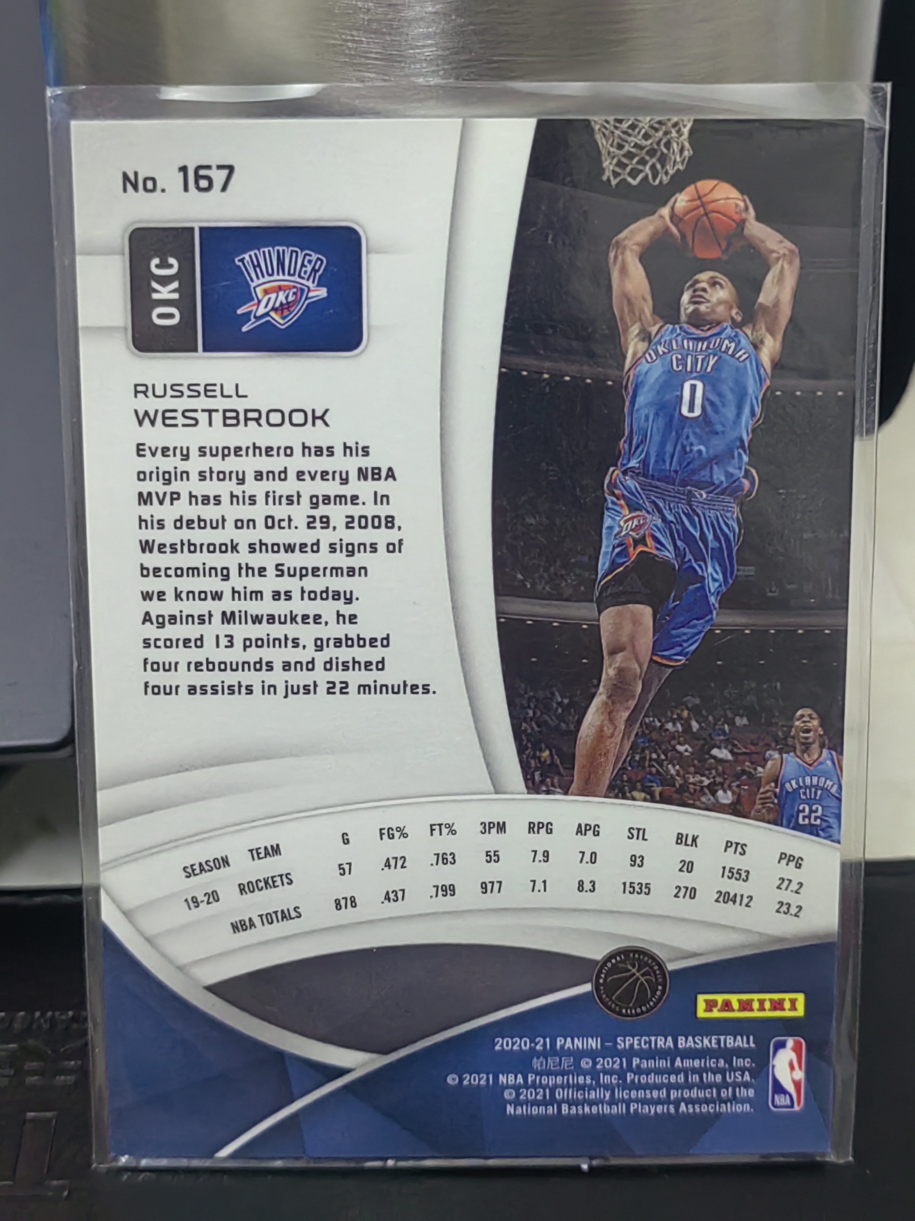 2020-21 Panini Spectra Russell Westbrook 光谱 拉塞尔 威斯布鲁克 威少 雷霆 篮 白边白角 不保卡品 卡品如图
