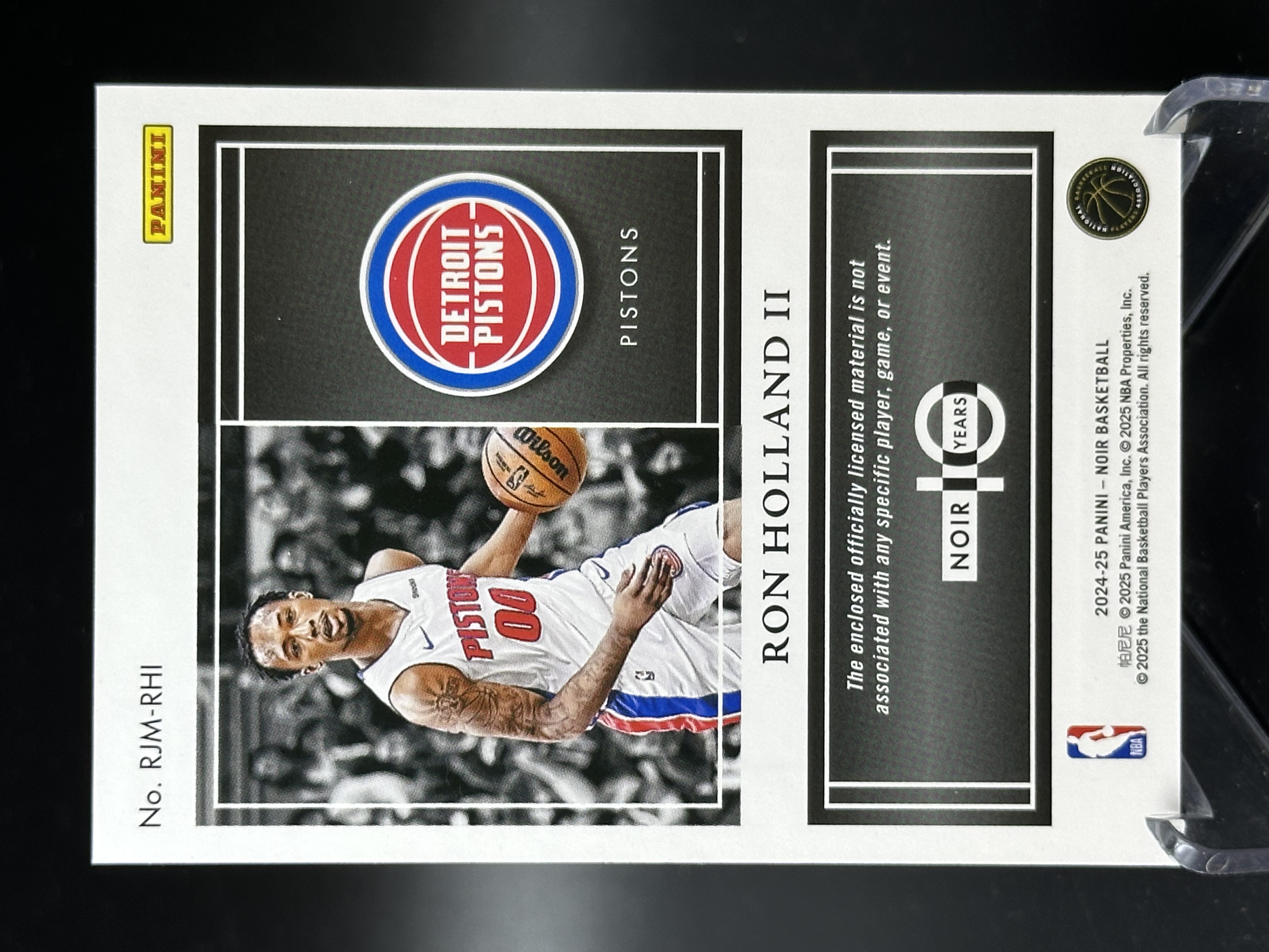 2024-25 Panini Noir Ron Holland 【小黄拍卖】诺尔 罗恩 霍兰德 活塞 新秀 rc 大窗 球衣 patch 01/10编 暴力切割「汉堡王」