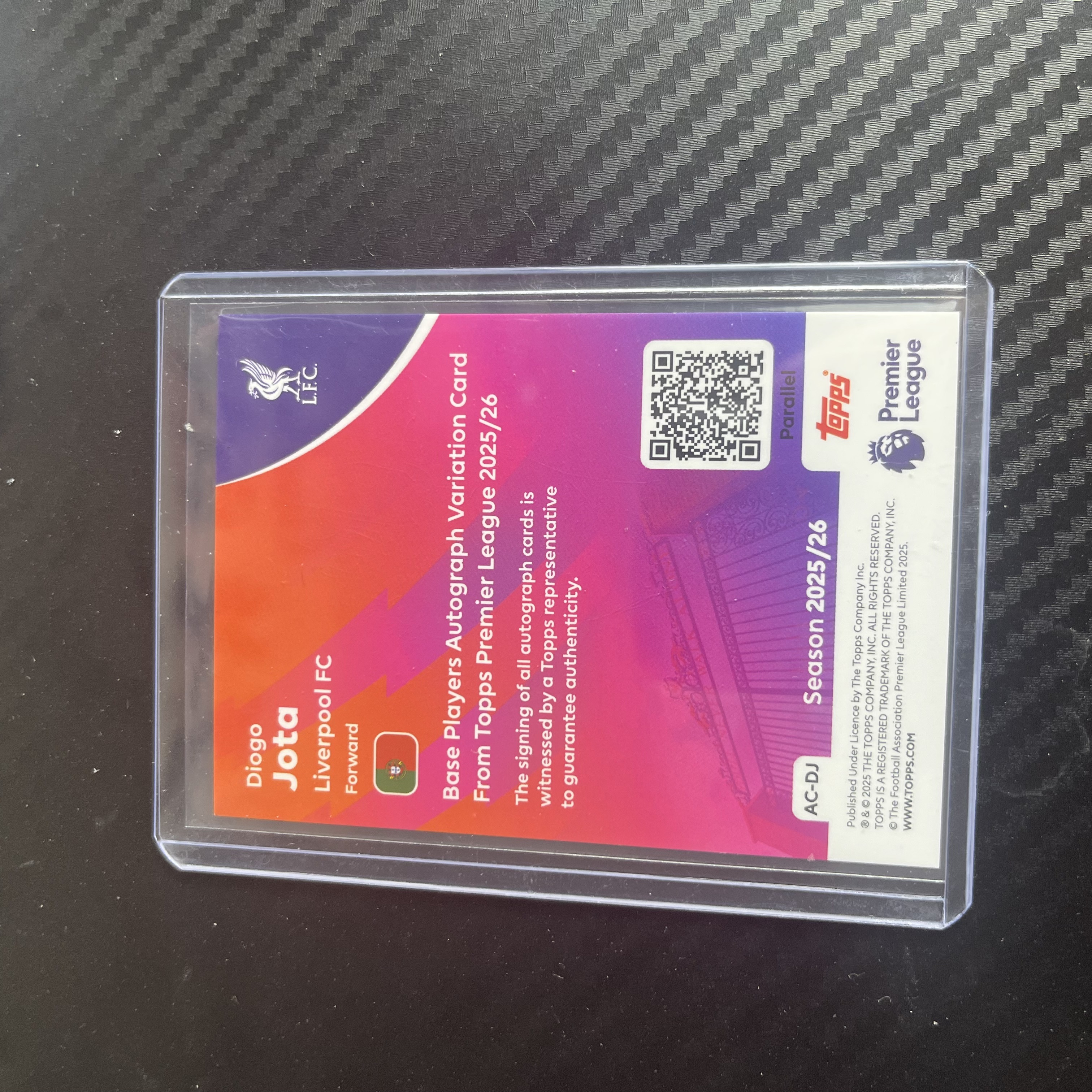 2024-25 Topps Chrome Diogo Jota 英超 tc 利物浦 迪奥戈 若塔 023/150编 蓝折 签字 不退不换 不累计 卡品如图 丁满代拍 小杆