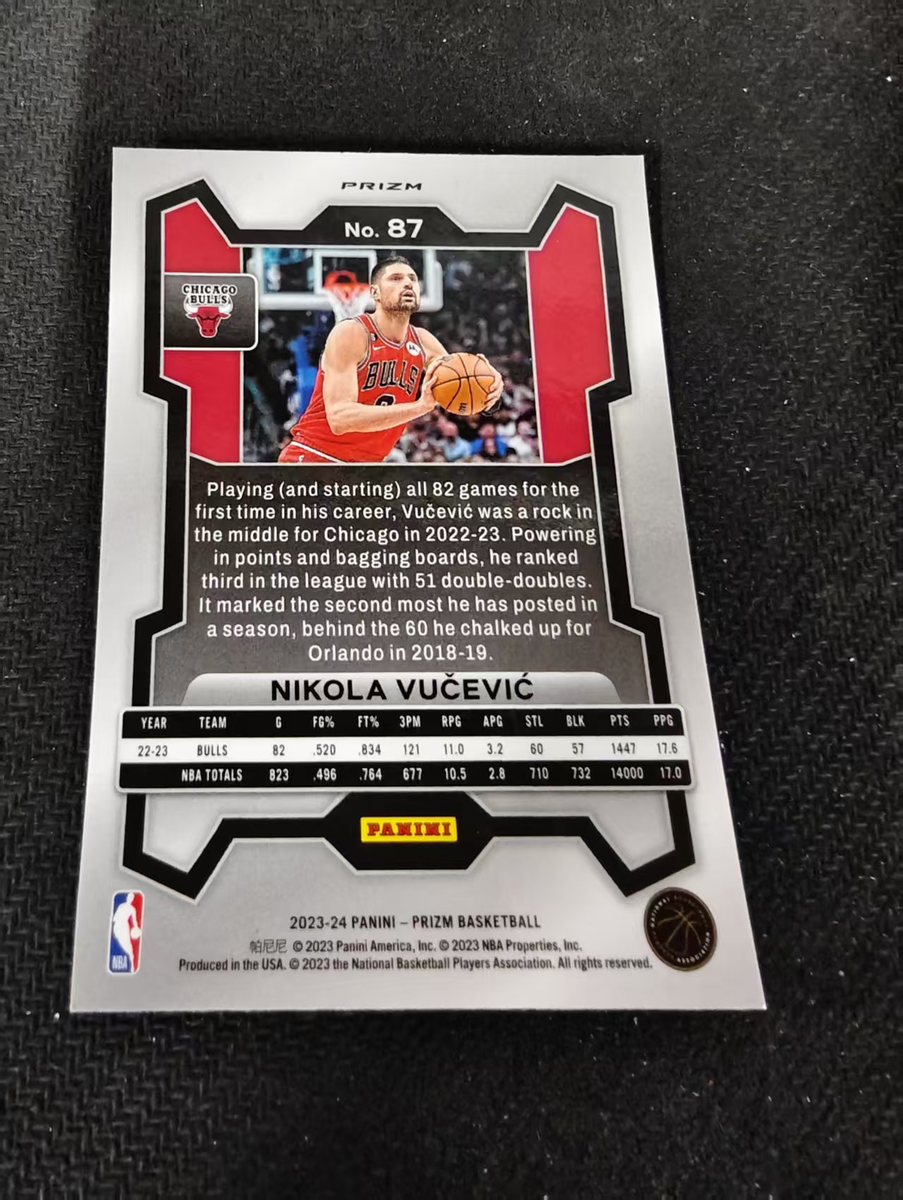 2023-24 Panini Prizm Nikola Vucevic 武切维奇 公牛 粉碎冰 PZ 划痕 边角瑕疵 #87