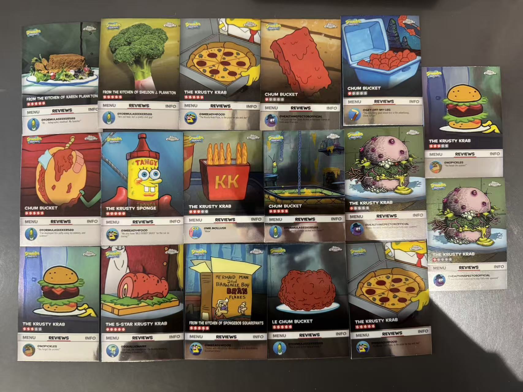 2025 Topps Chrome SpongeBob 25th 海绵宝宝 25周年 Kelp Reviews 特卡 17张Lot 部分重复 收藏凑套