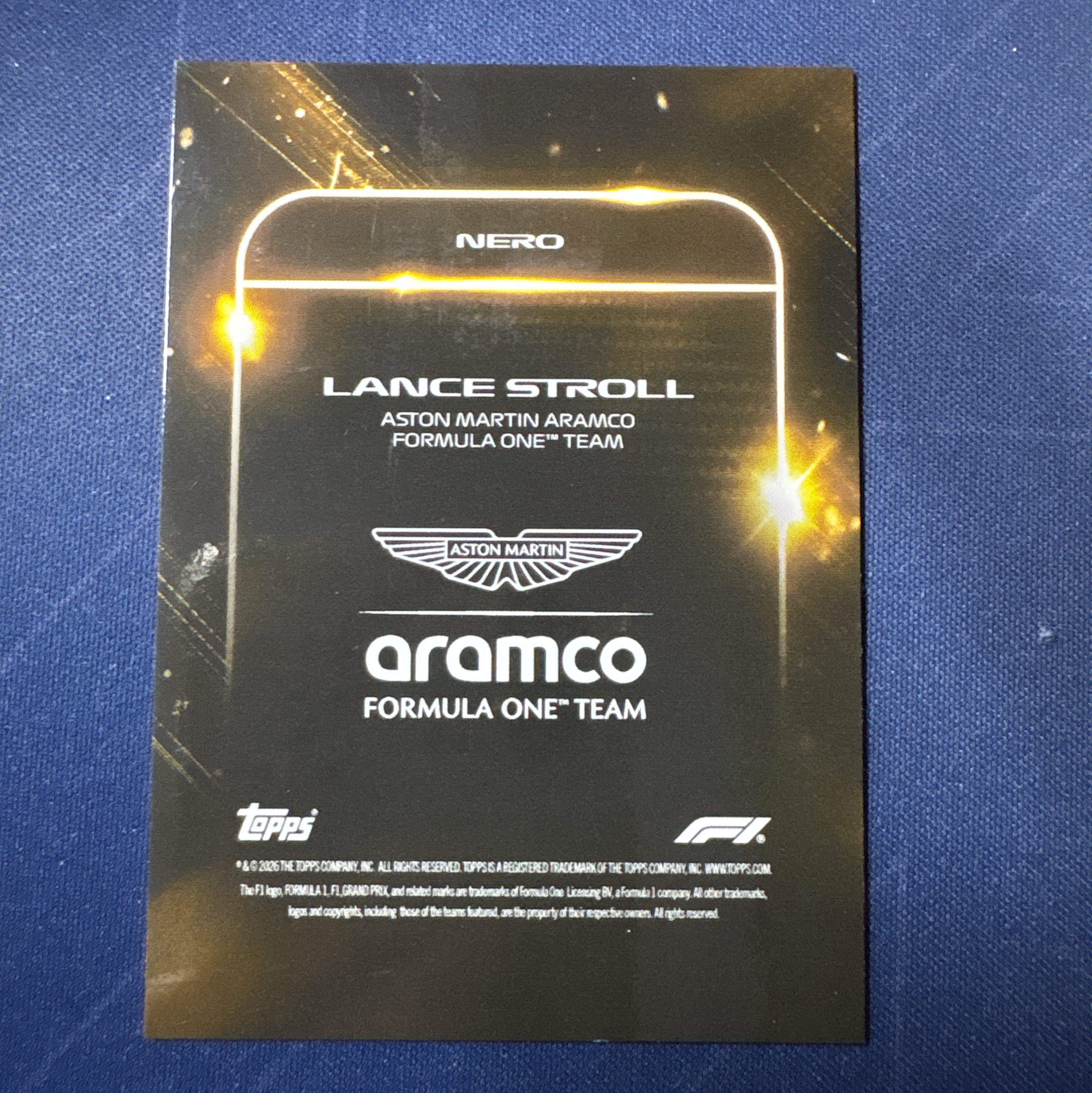 2026 Topps Lights Out Lance Stroll 【爆爆代卖】F1 熄灯 兰斯 斯图罗尔 5/50编 低编 金折 阿斯顿马丁 车队 Nero 暗夜肖像 特卡 如图 专收必备 #冷哥