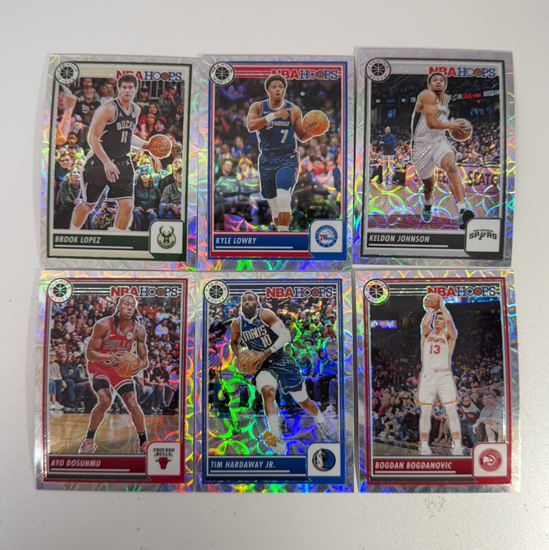 【免费代卖】6张 打包 lot HOOPS 折射 凯尔 洛瑞 洛佩兹 多孙姆 蒂姆 哈达威 凯尔等 约翰逊 马刺 骑士 勇士 湖人 火箭 独行侠 魔术 值得收藏!!