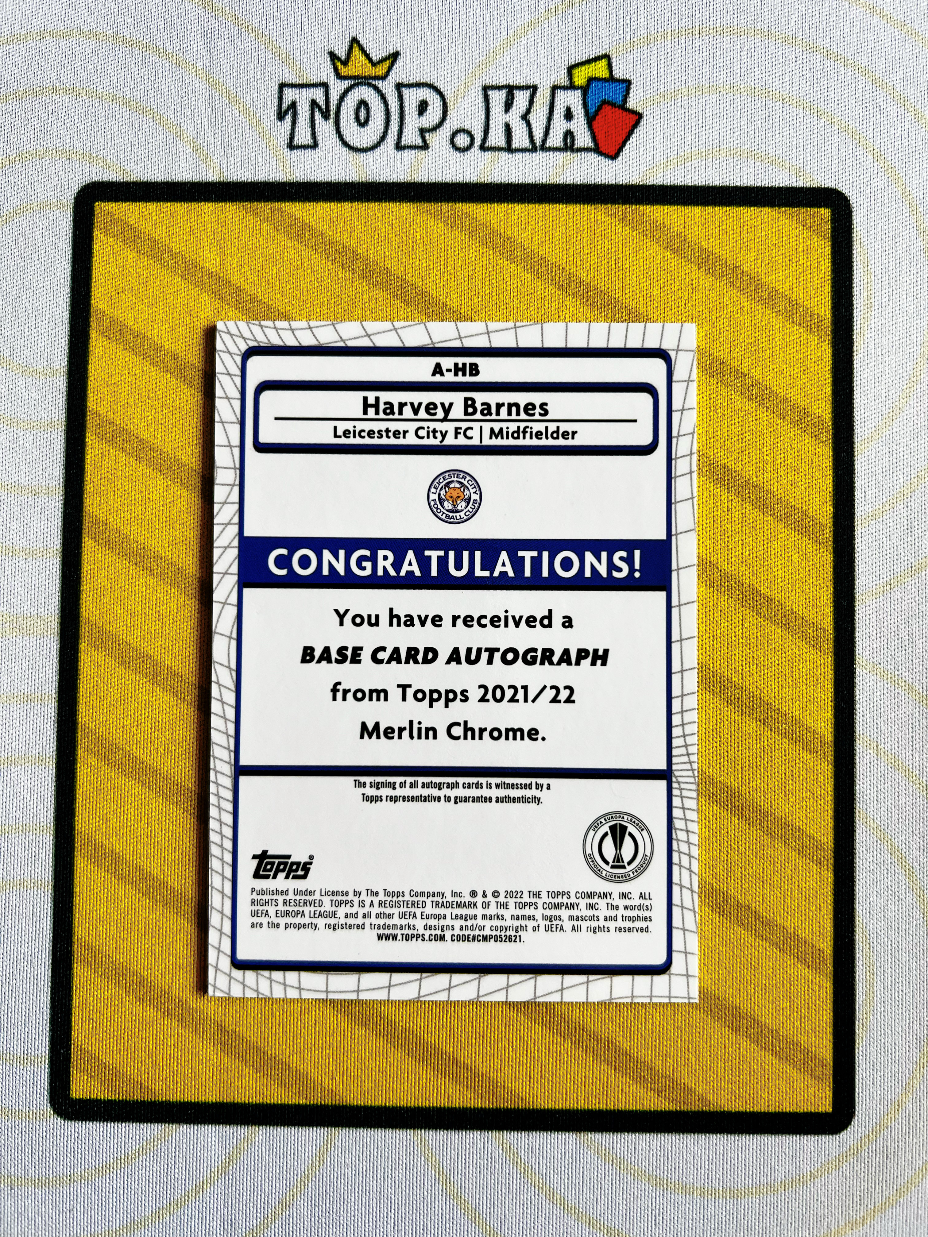 【顶尖卡社】2022 topps merlin harvey barnes 欧冠 梅林 莱斯特城 哈维 巴恩斯 银折 折射 签字 详情看描述 卡品如图【Lawson】