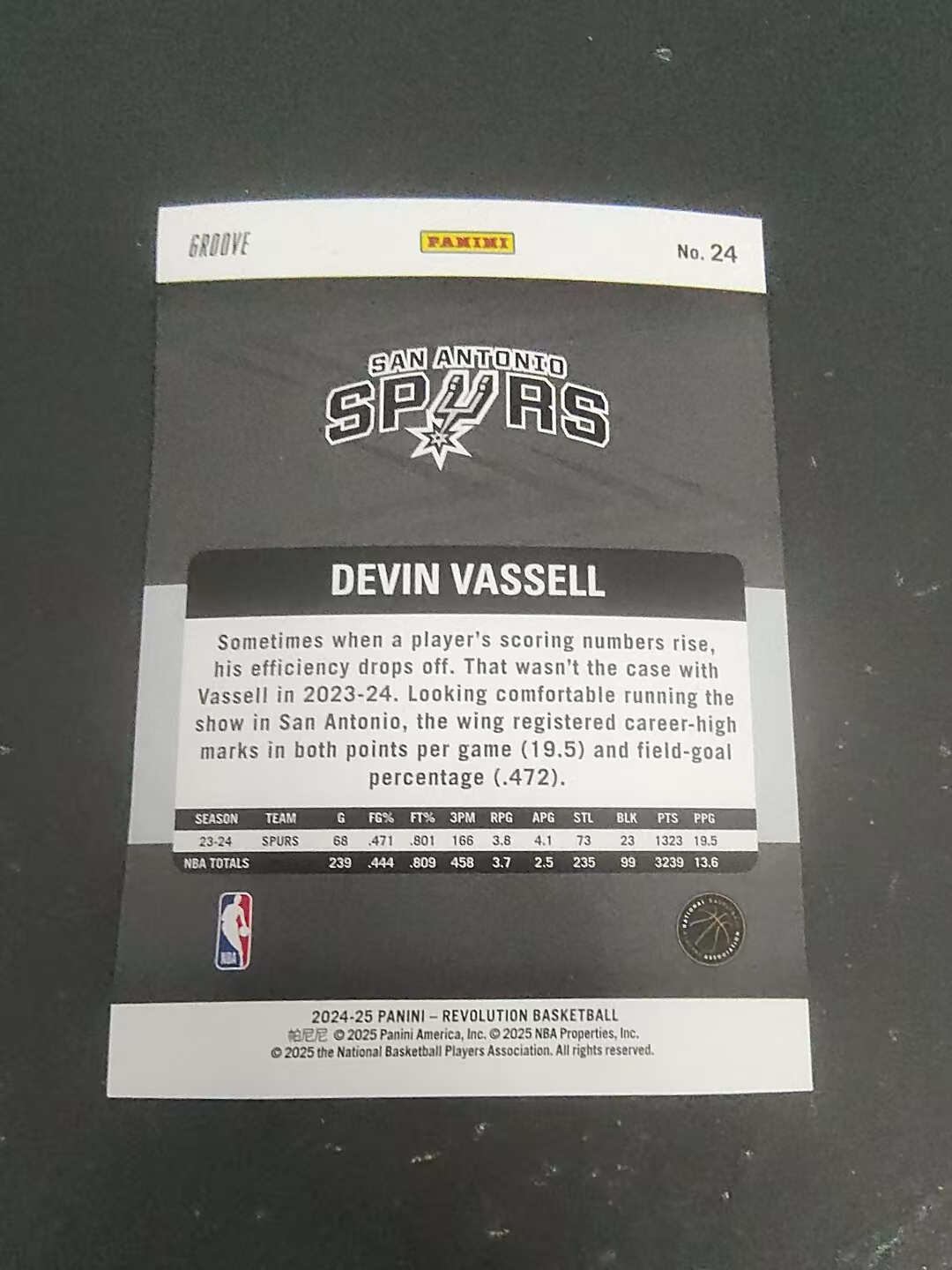 【可合并,不累计】2024-25 Panini Revolution Devin Vassell 德文 瓦塞尔 马刺 革命 折射 边角瑕疵 @24