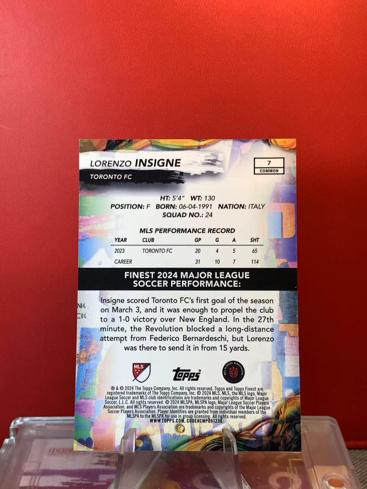 (詹叔代拍)2023 Topps Finest Lorenzo Insigne 因西涅 052/125编 美职联MLS 顺丰寄付 泰山