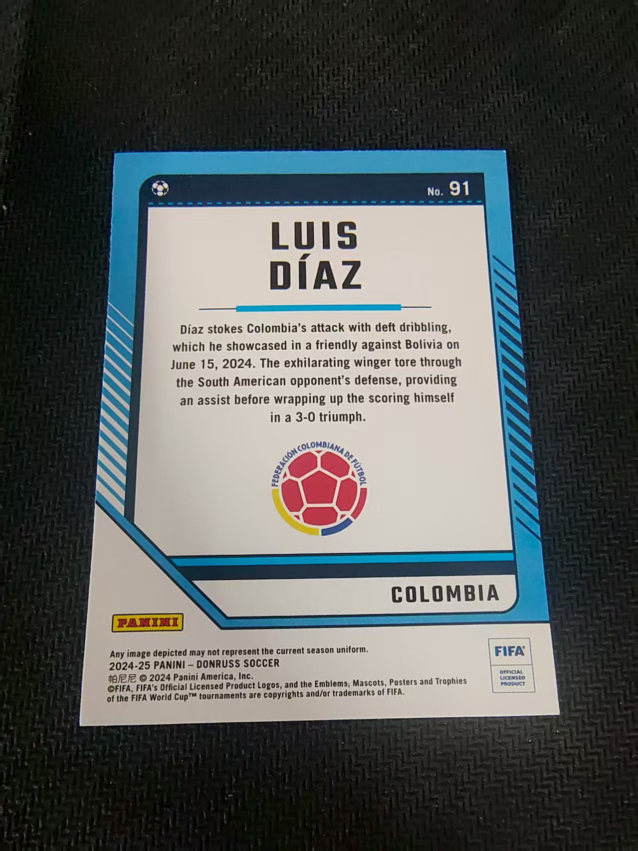 【可合并,不累计】2024-25 Panini Donruss luis diaz 刘易斯 迪亚兹 利物浦 哥伦比亚 FIFA 杜蕾斯 划痕 边角瑕疵 #91
