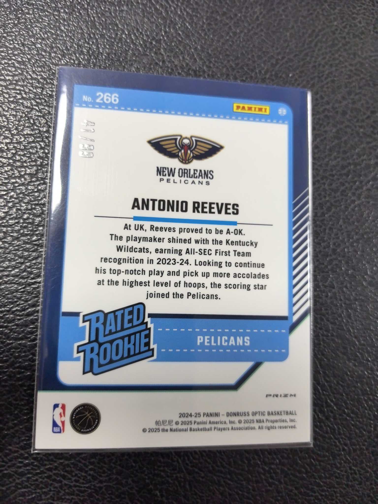 2024-25 里夫斯 99编 鹈鹕 红金 折 折射 杜蕾斯 12-2