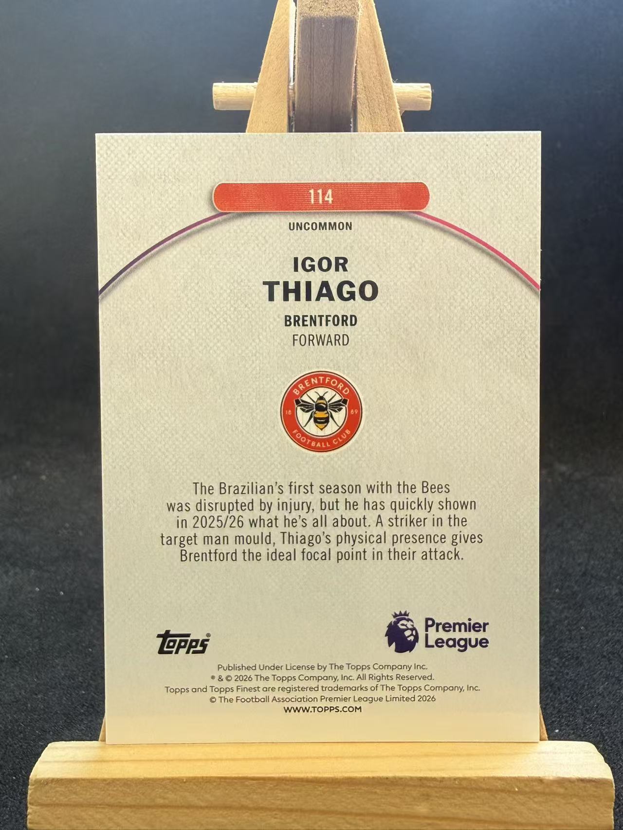 2026 Topps Finest Igor Thiago 英超 伊戈尔 蒂亚戈 布伦特福德 40编 珍珠折 稀有 超低编 乐