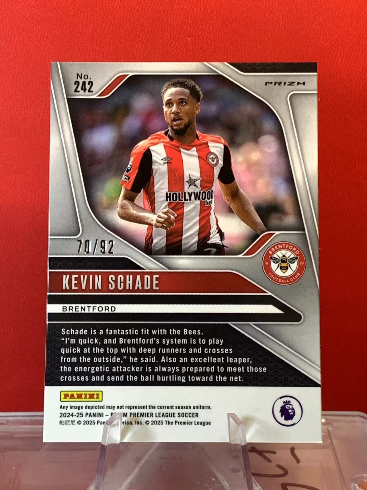 (詹叔代拍)024-25 Panini Prizm Kevin Schade 英超 布伦特福德 凯文 沙德 70/92编 紫白折 折射 英超Pz 卡品如图 顺丰寄付 泰山