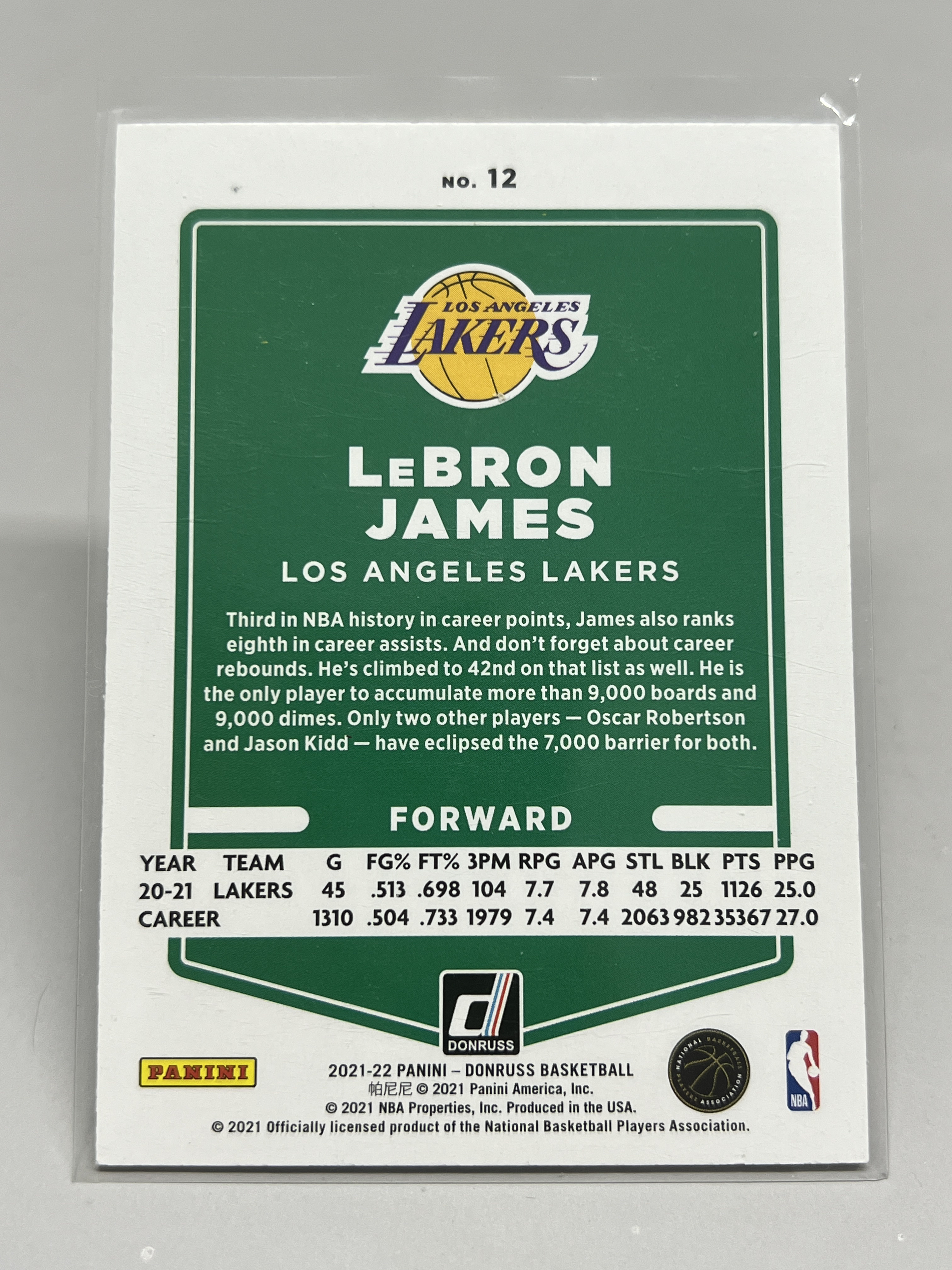 2021-22 Panini Donruss LeBron James 【挂机拍卖】帕尼尼 杜蕾斯 勒布朗·詹姆斯 小皇帝 老詹 湖人 金标 #12 收藏 凑套 卡品如图