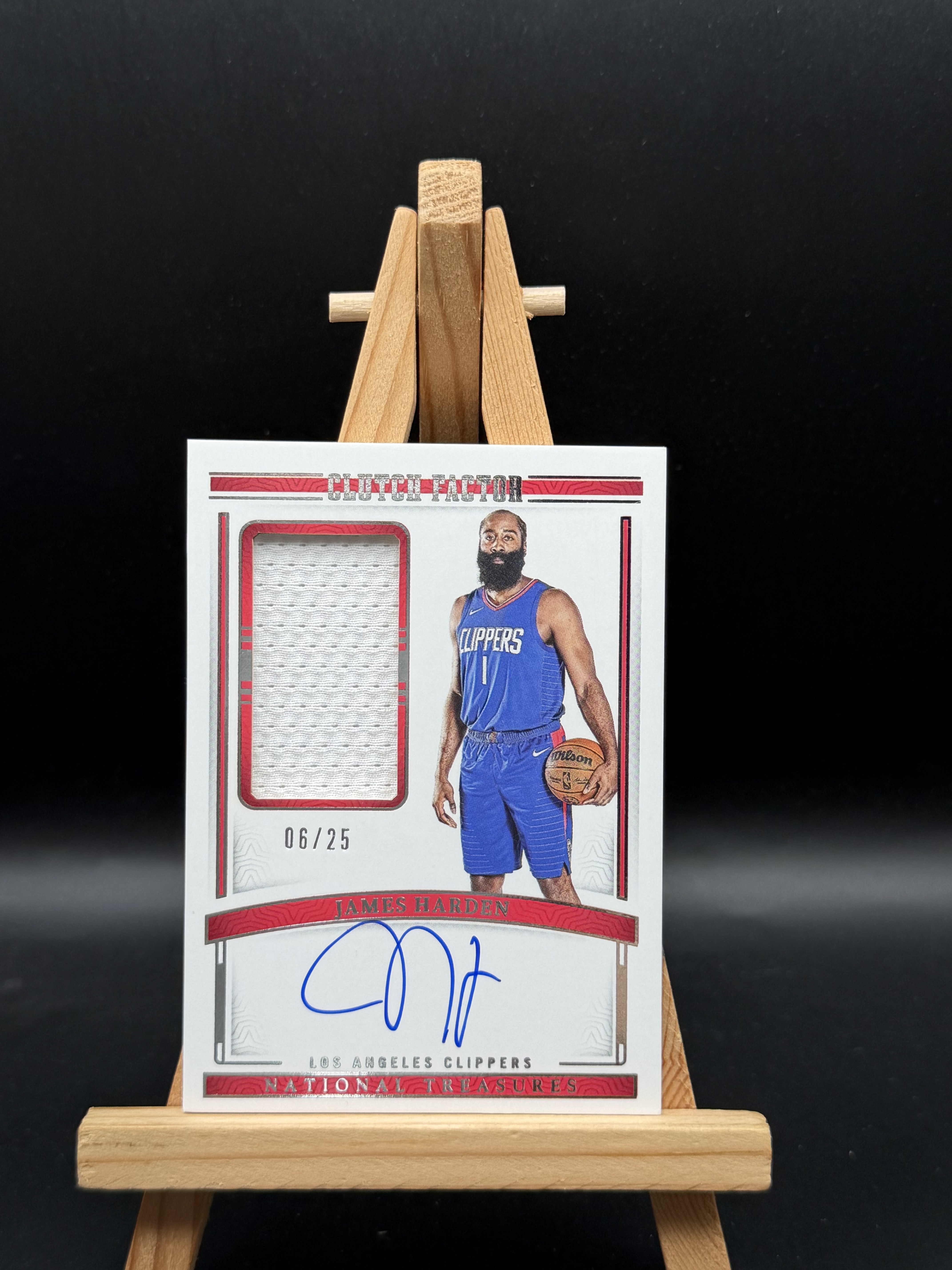 2023-24 Panini National Treasures James Harden 詹姆斯 哈登 快船 国宝 JA PA CLUTCH FACTOR 25编 卡签 签字 GU落场 球衣物料