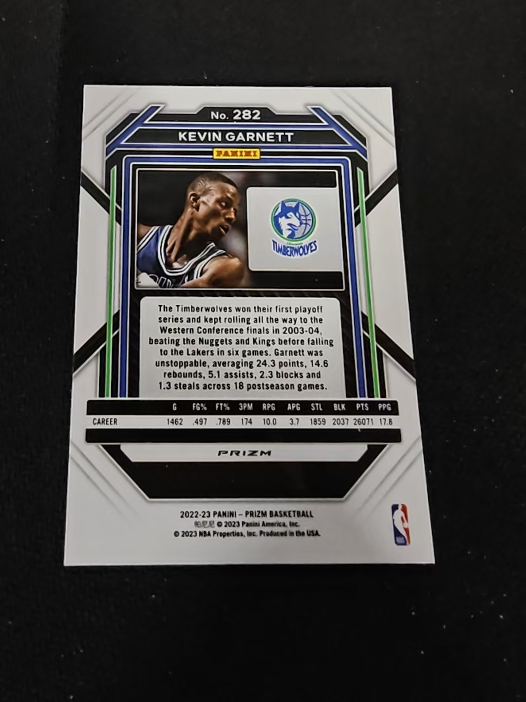 2022-23 Panini Prizm Kevin Garnett 凯文 加内特 森林狼 银折 PZ 划痕 边角瑕疵 #282