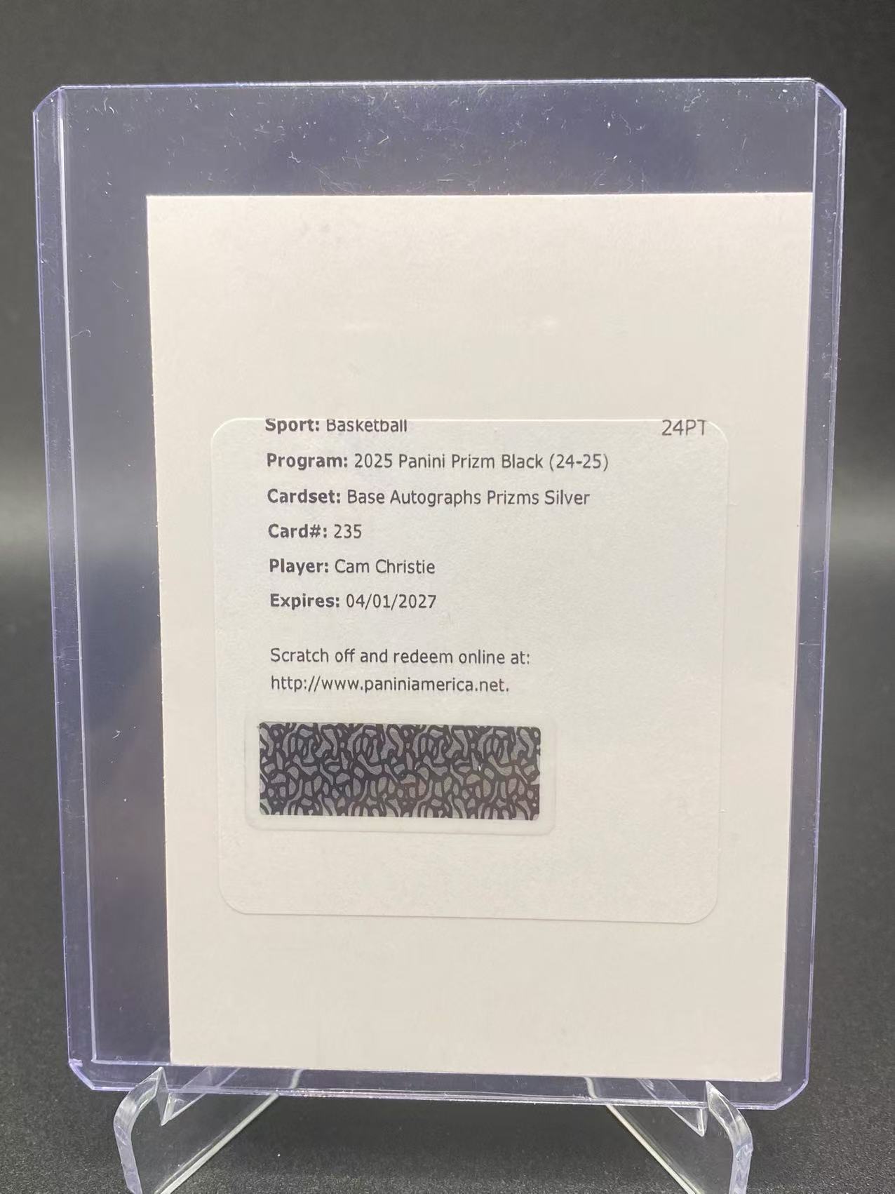 2025 【六六代卖 预付快速回款】 Prizm Cam Christie 克里斯蒂 银折折射 Pz Black 签字(汉堡)