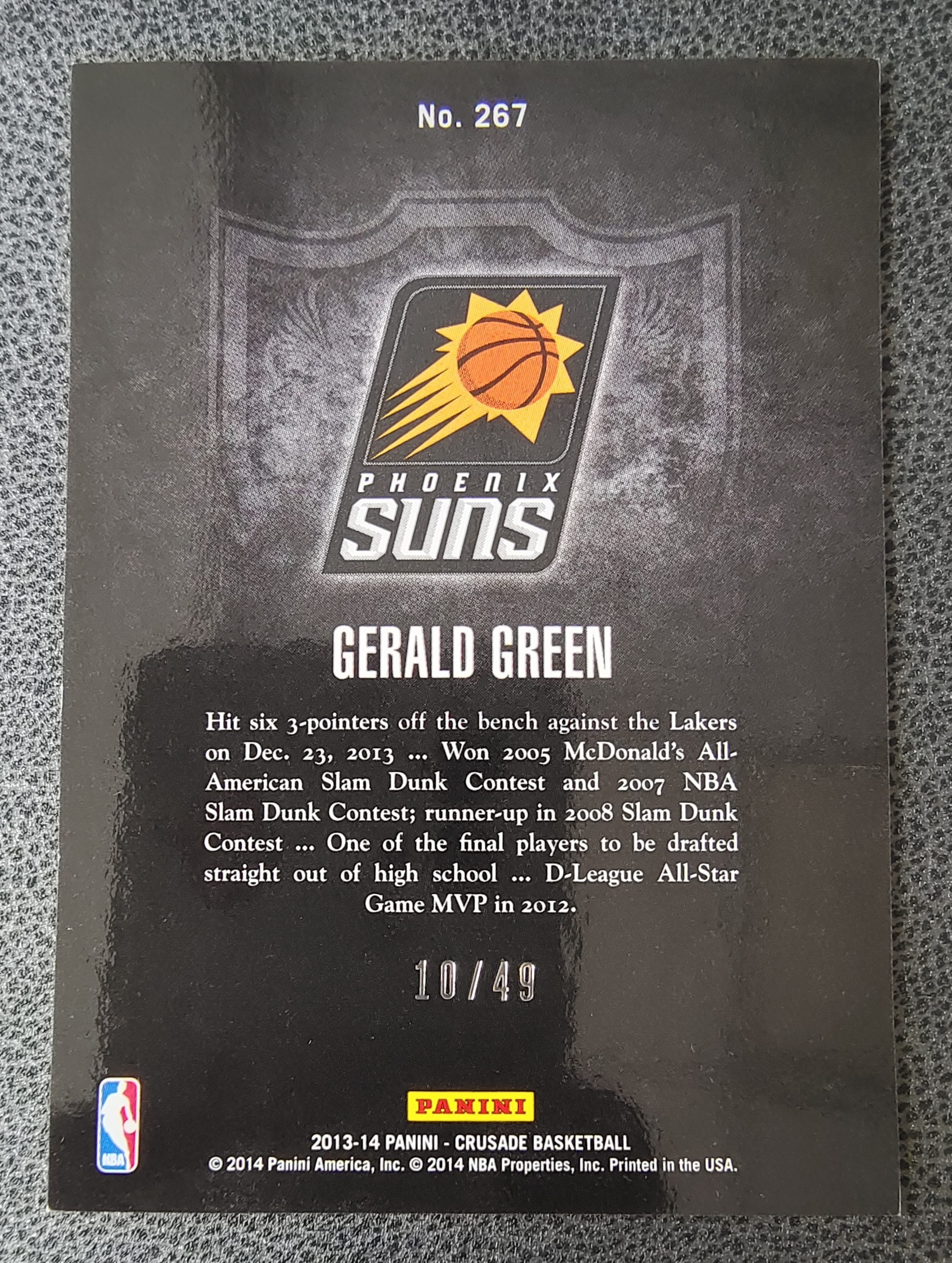 2013-14 Panini Crusade Gerald Green 菲尼克斯 太阳队 杰拉德 格林 十字军 紫折 10/49 07年扣篮大赛冠军
