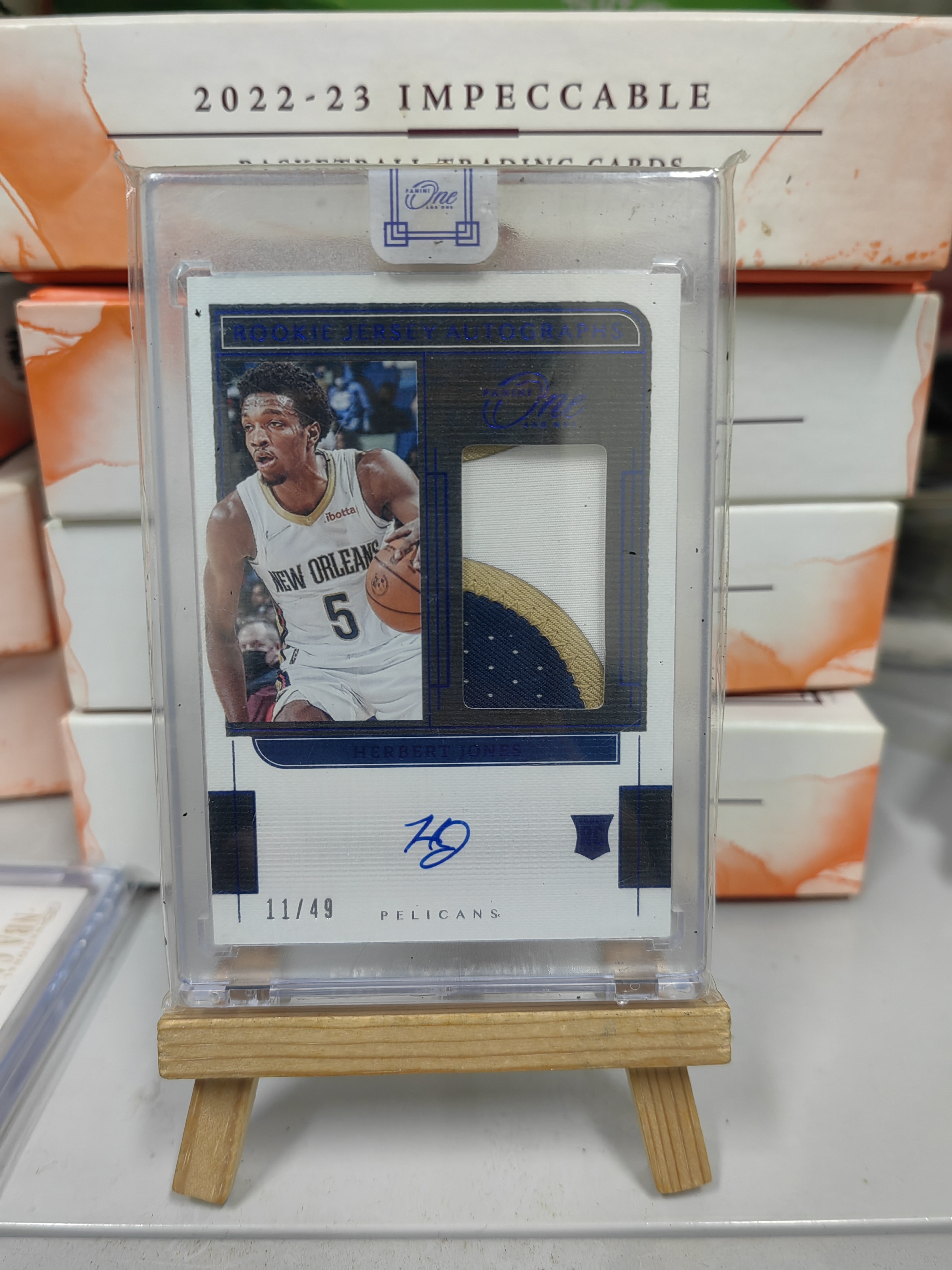 2021-22 Panini One and One Herbert Jones RC 【来福拍卖】鹈鹕 赫伯特琼斯 11/49编 蓝版 球衣 物料 暴力切割 签字 卡签 RPA 原封砖 卡品如图