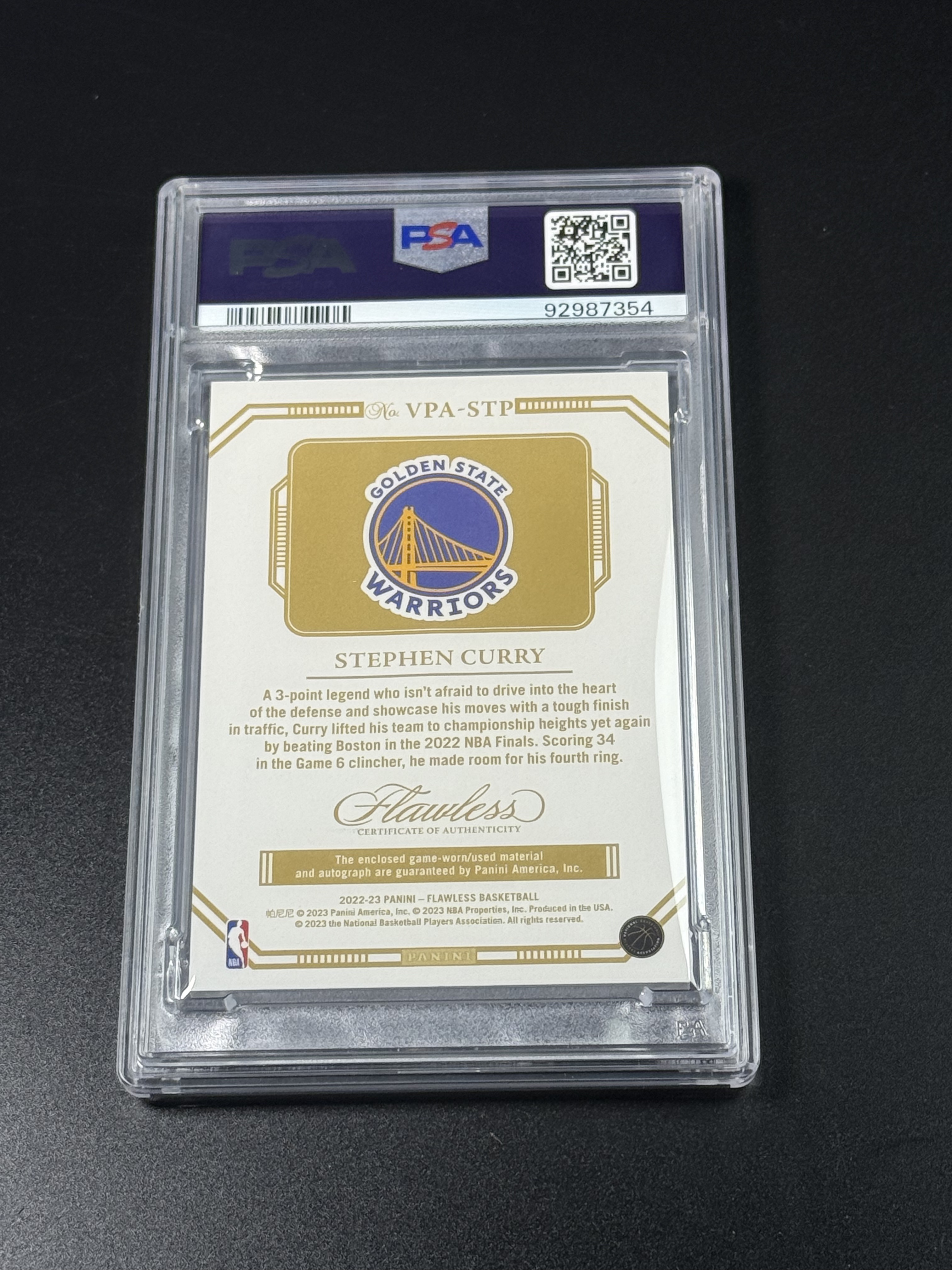 【喷子拍卖】2022-23 Flawless Stephen Curry 手提 金州勇士 斯蒂芬 库里 patch 签字 3编 最有价VPA 蓝版 卡签 带背号 切复古球衣GU落场赞助商logo 大hit PSA9/10 POP1 津门大少