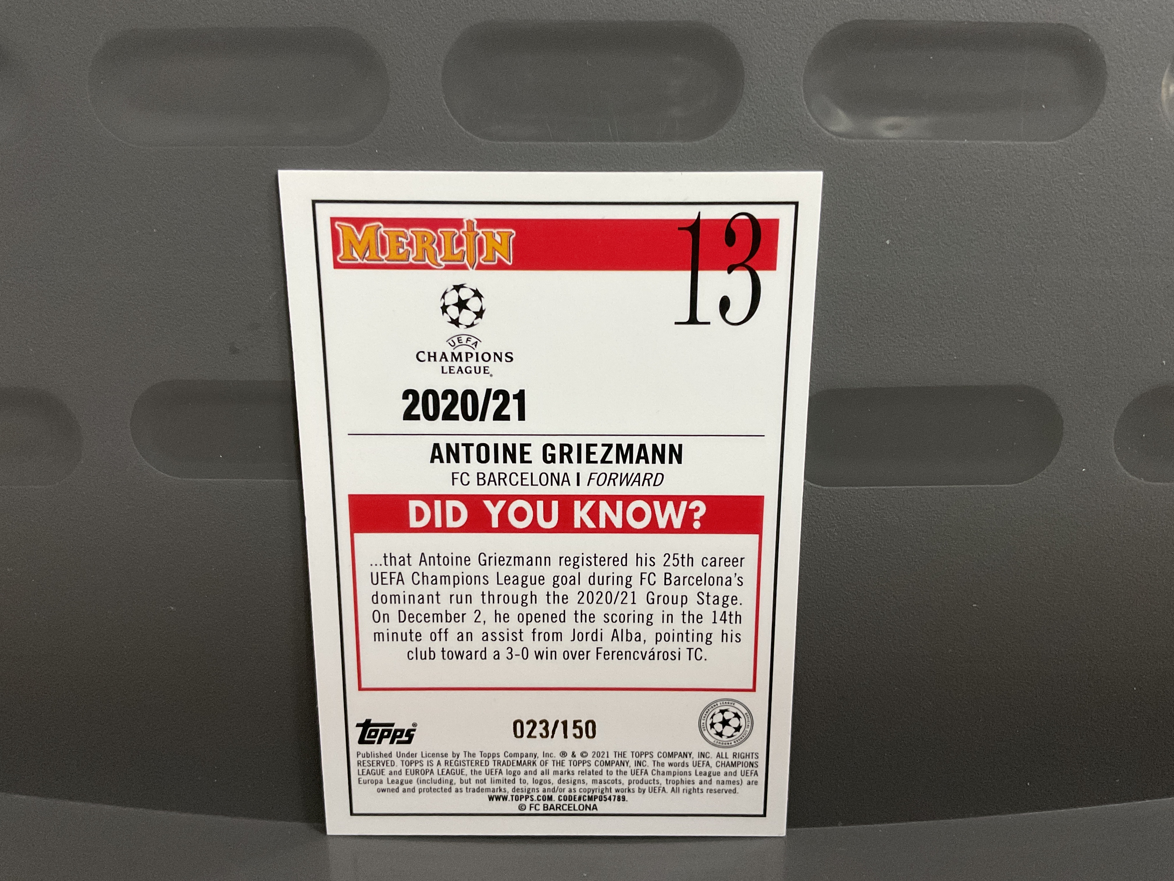 2021 Topps Merlin Antoine Griezmann 150编 法国 巴塞罗那 碎钻折 格列兹曼 chrome 格里兹曼 梅林 巴萨