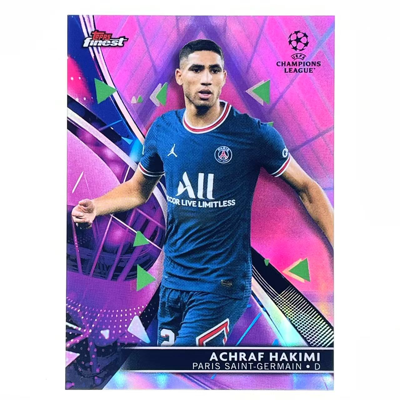X 2021-22 Topps Finest Achraf Hakimi 阿什拉夫 哈基米 摩洛哥 巴黎圣日耳曼 欧冠 125编 紫折 折射 轻印如图 美#