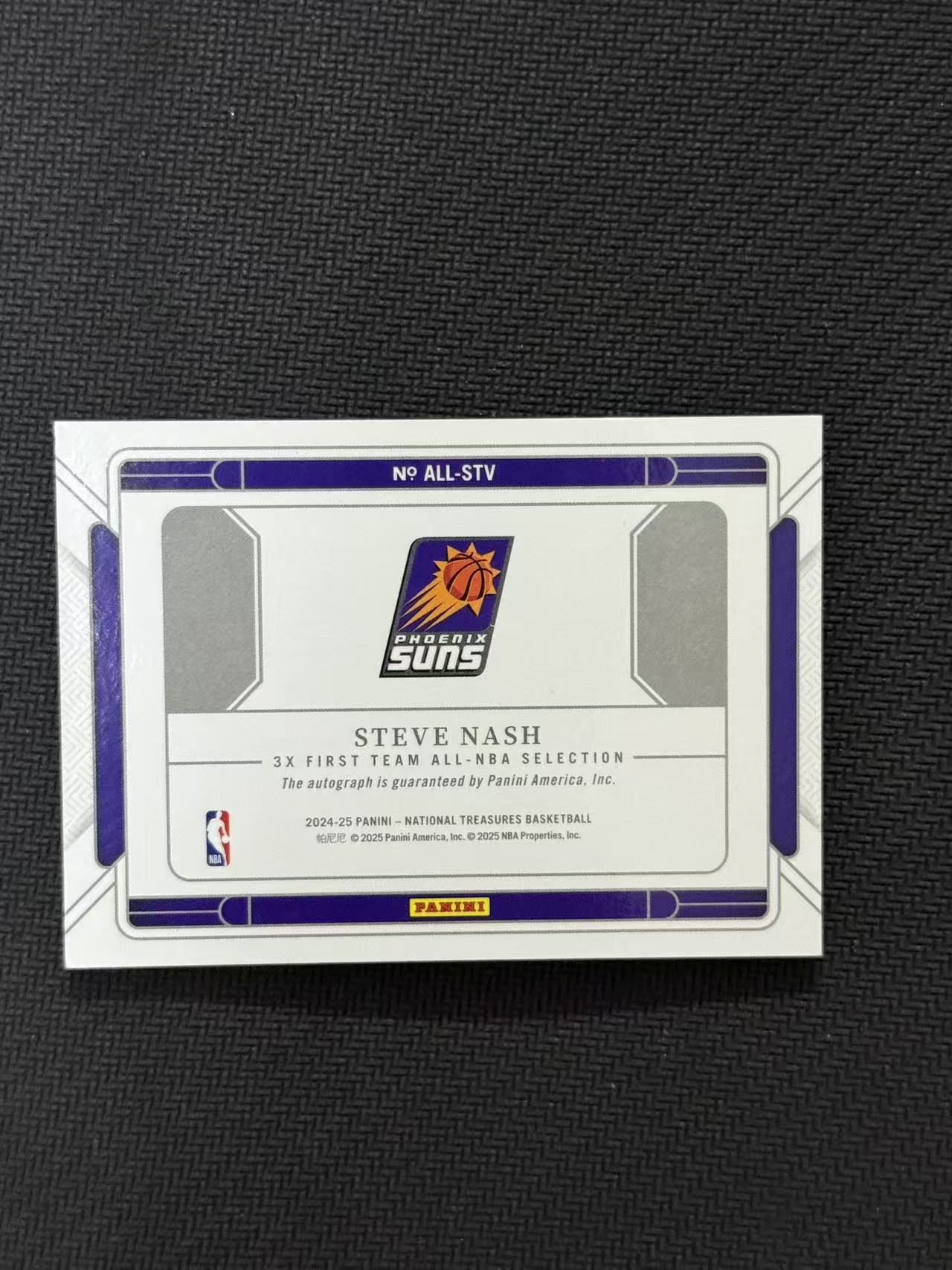 2024-25 Panini National Treasures Steve Nash 国宝 太阳 斯蒂夫 纳什 风之子 22/35编 签字 卡签 All-NBA 三次一阵 卡品如图 老公DR