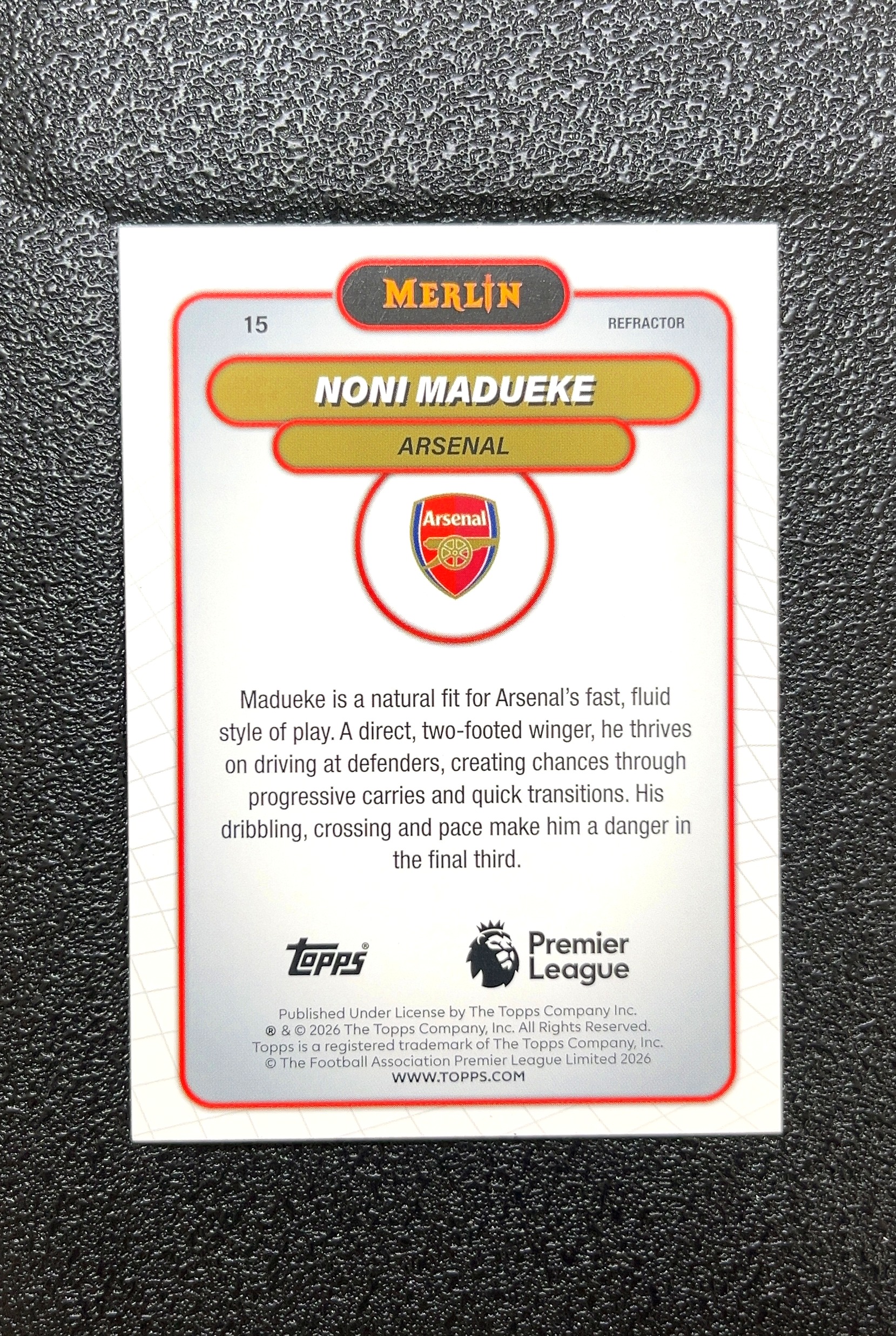 【岛屿拍卖】2026 Topps Merlin RefraCTOR 折射卡 Noni Madueke 诺尼·马杜埃 银折 折射 卡品如图 高价值 #15 Arsenal 阿森纳 0001#115